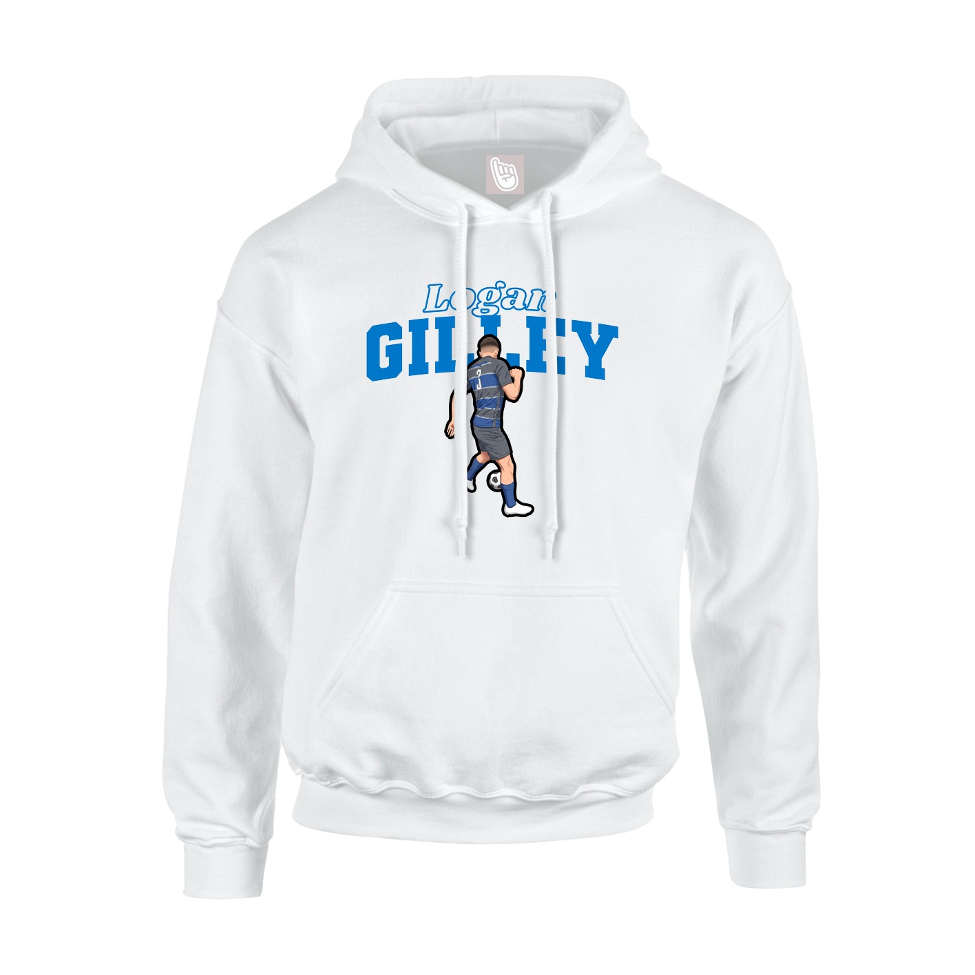 Youth Hoodie — Name Arch in White