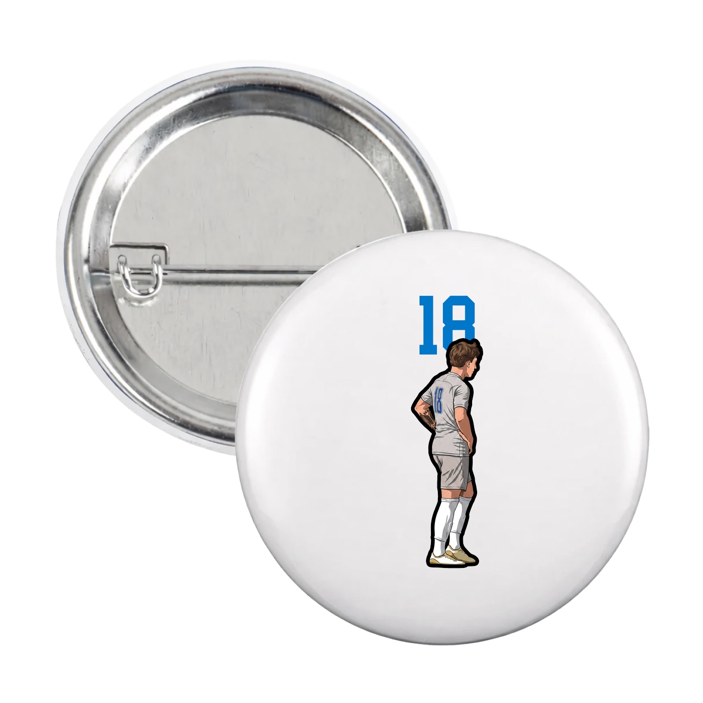 Game Day Button — Number Top in White