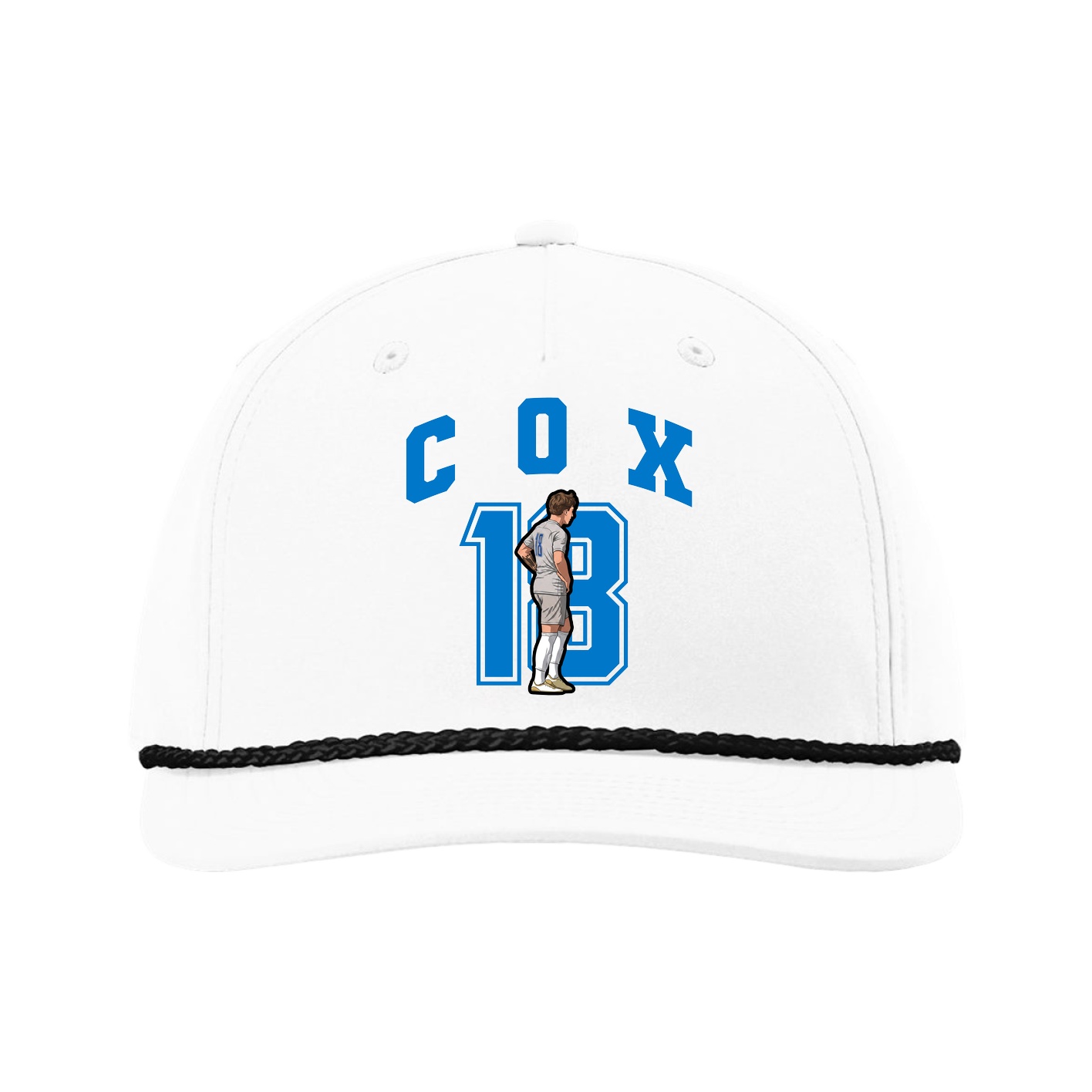 Five-Panel Classic Rope Cap — Number in White