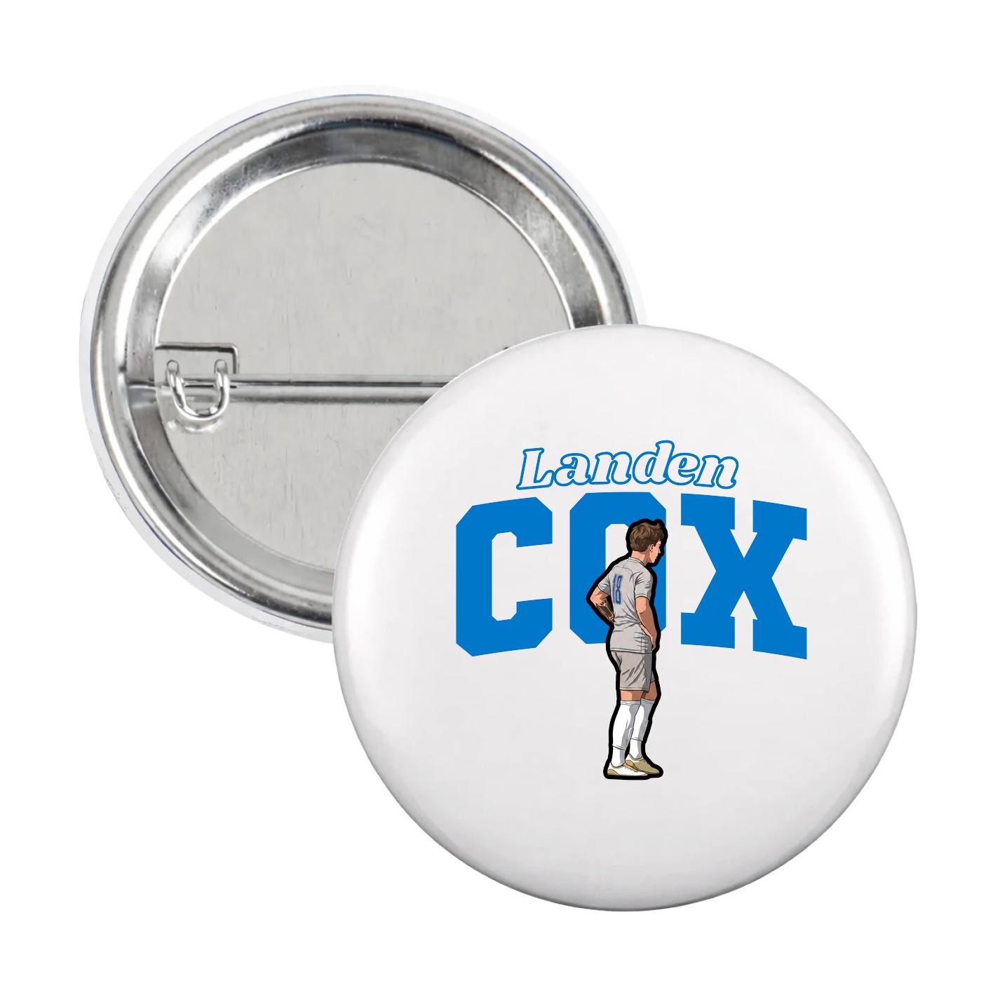 Game Day Button — Name Arch in White
