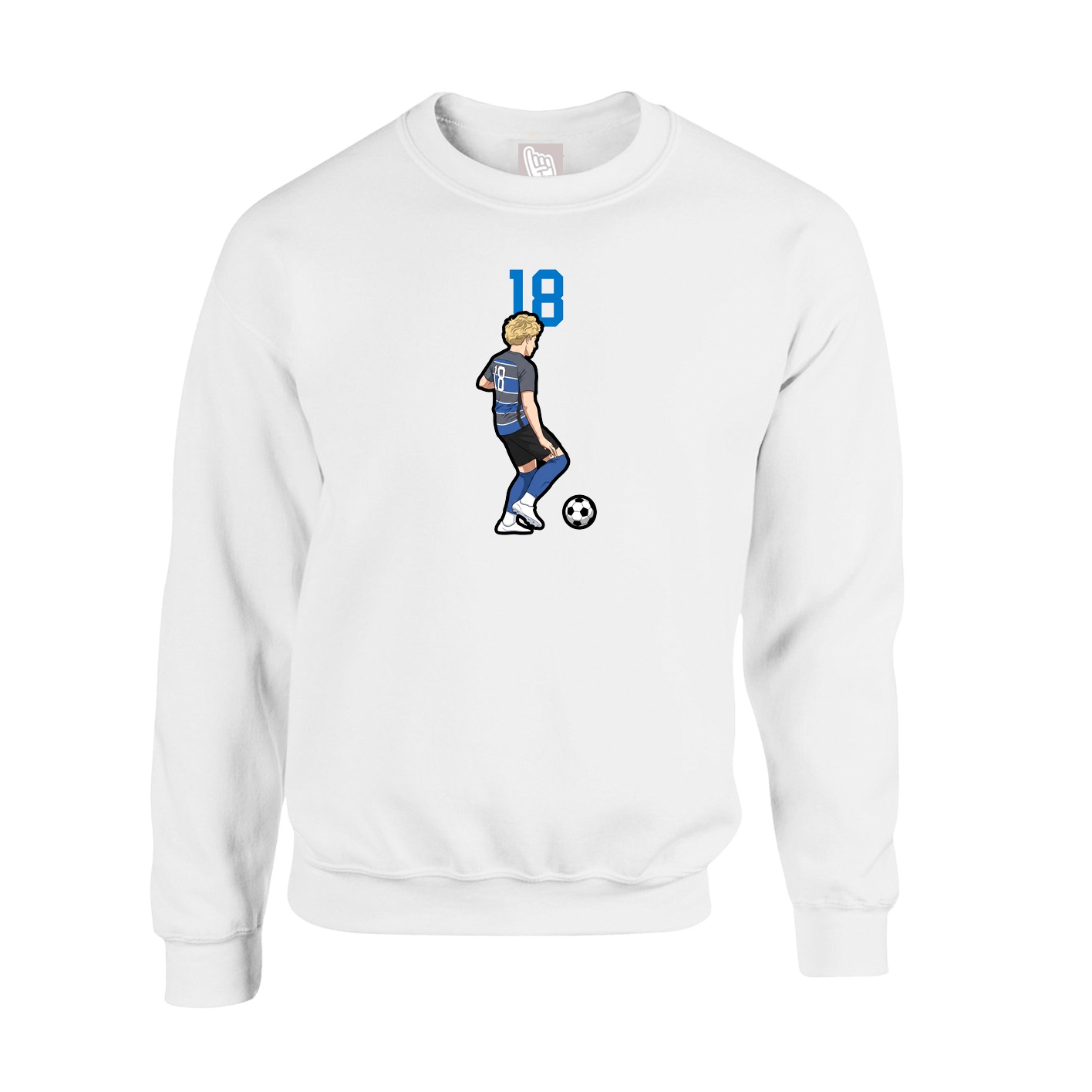 Fleece Crew — Number Top in White