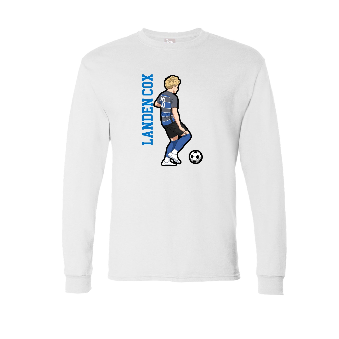 Long Sleeve Tee — Name Vertical in White