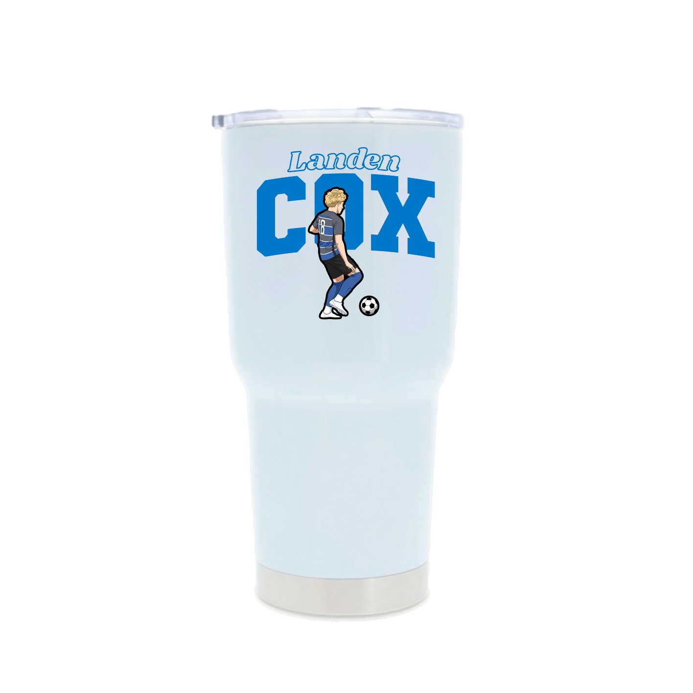 30oz Stainless Steel Tumbler — Name Arch in White