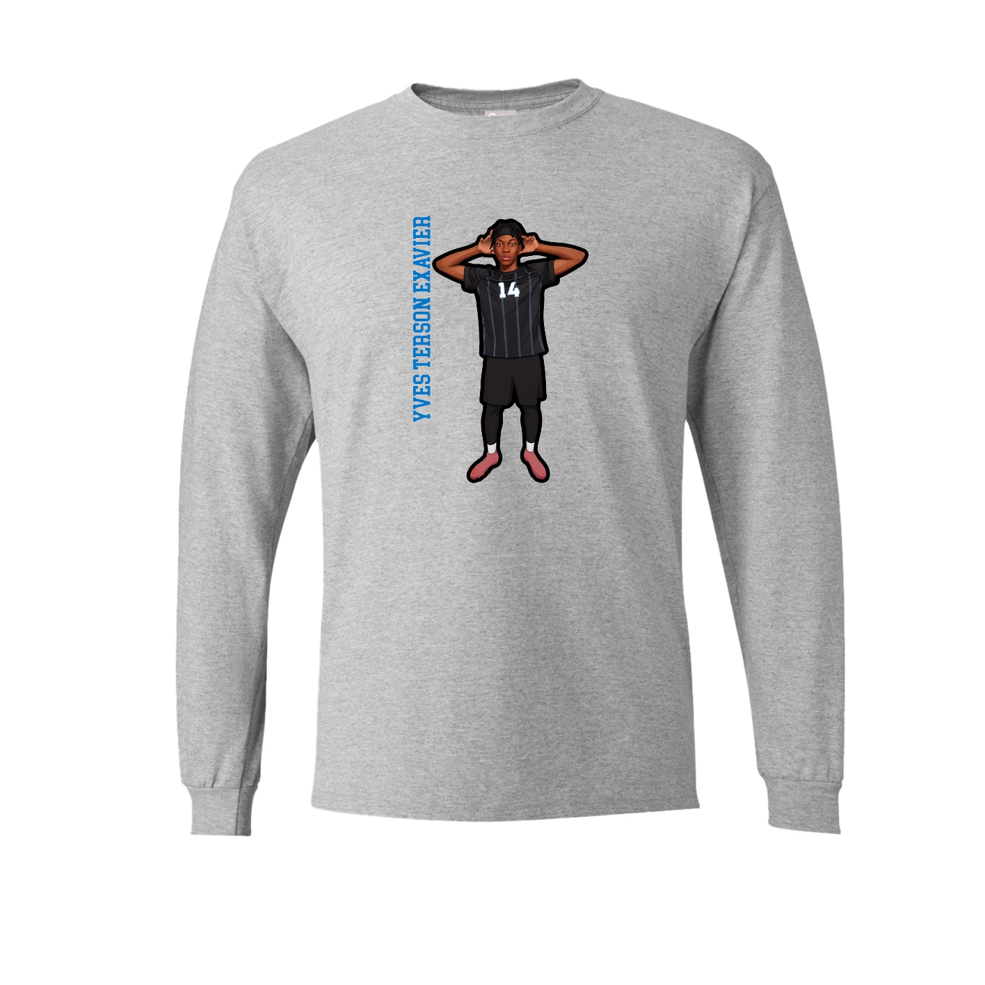 Long Sleeve Tee — Name Vertical in Grey