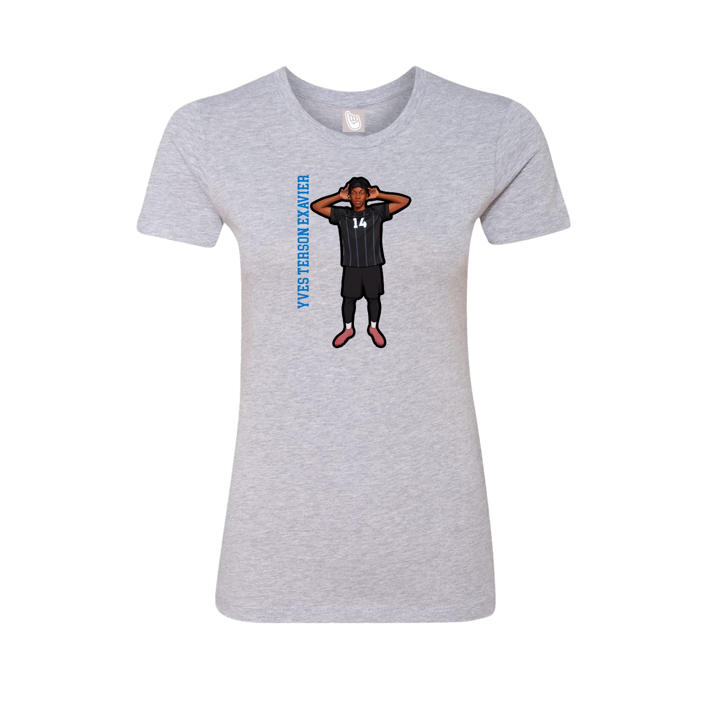 Fitted Women's Tee — Name Vertical in Grey