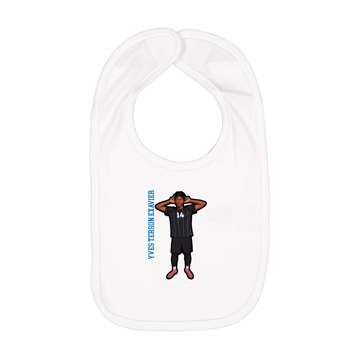 Infant Bib — Name Vertical in White