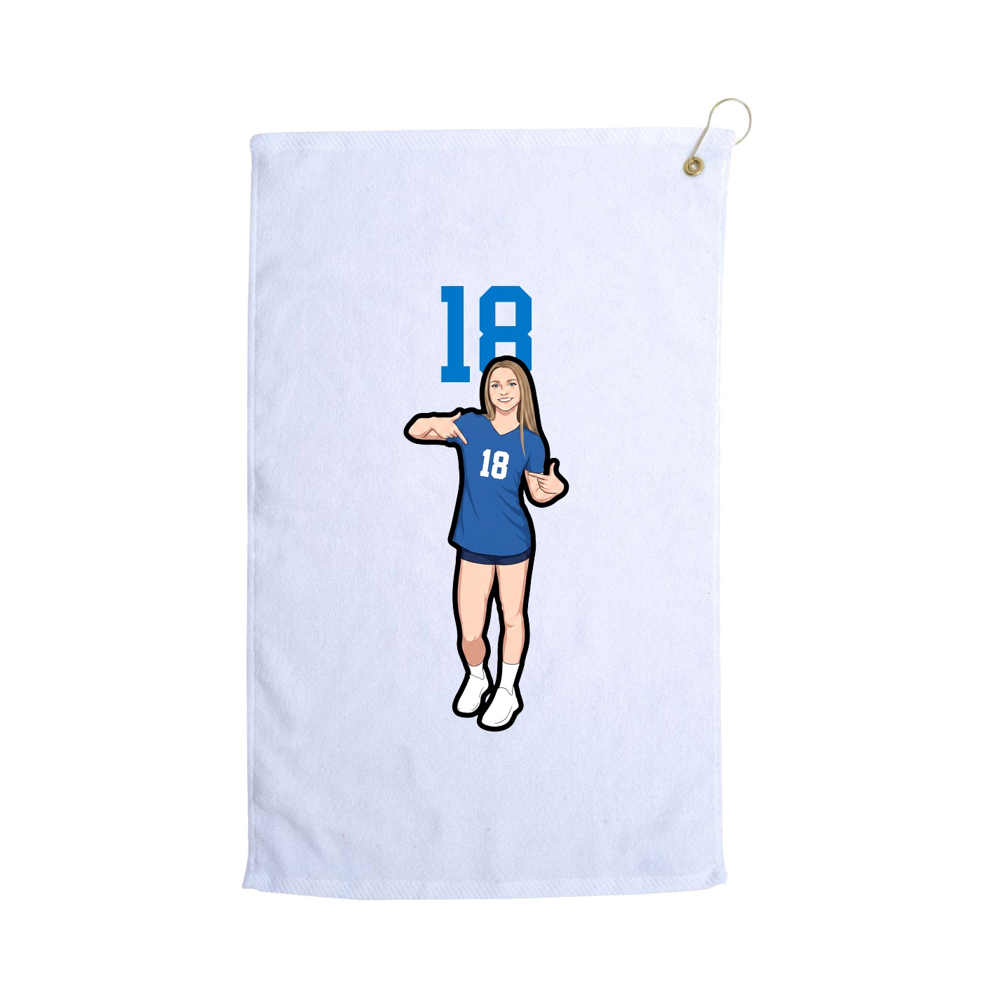 Golf Towel — Number Top in White