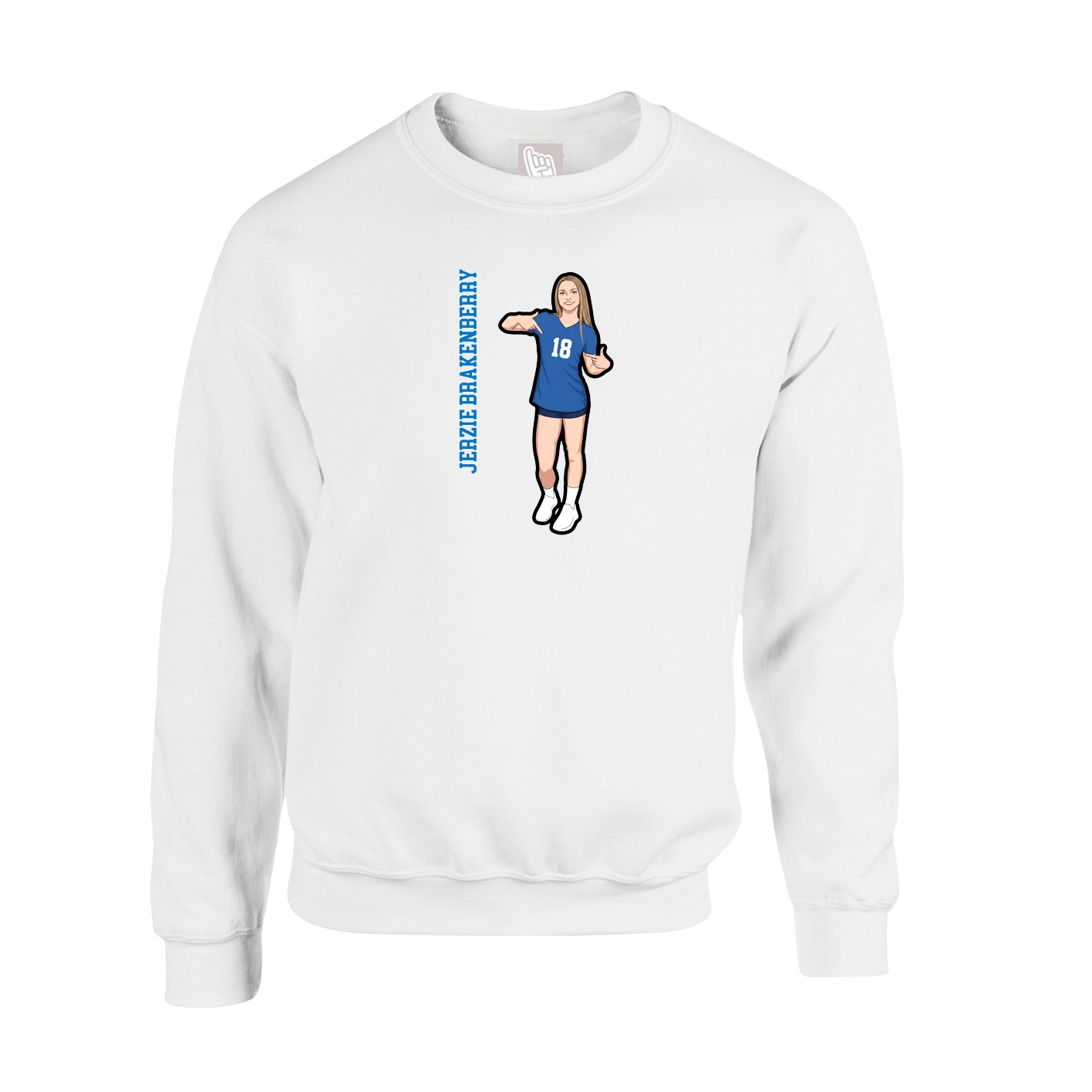 Fleece Crew — Name Vertical in White