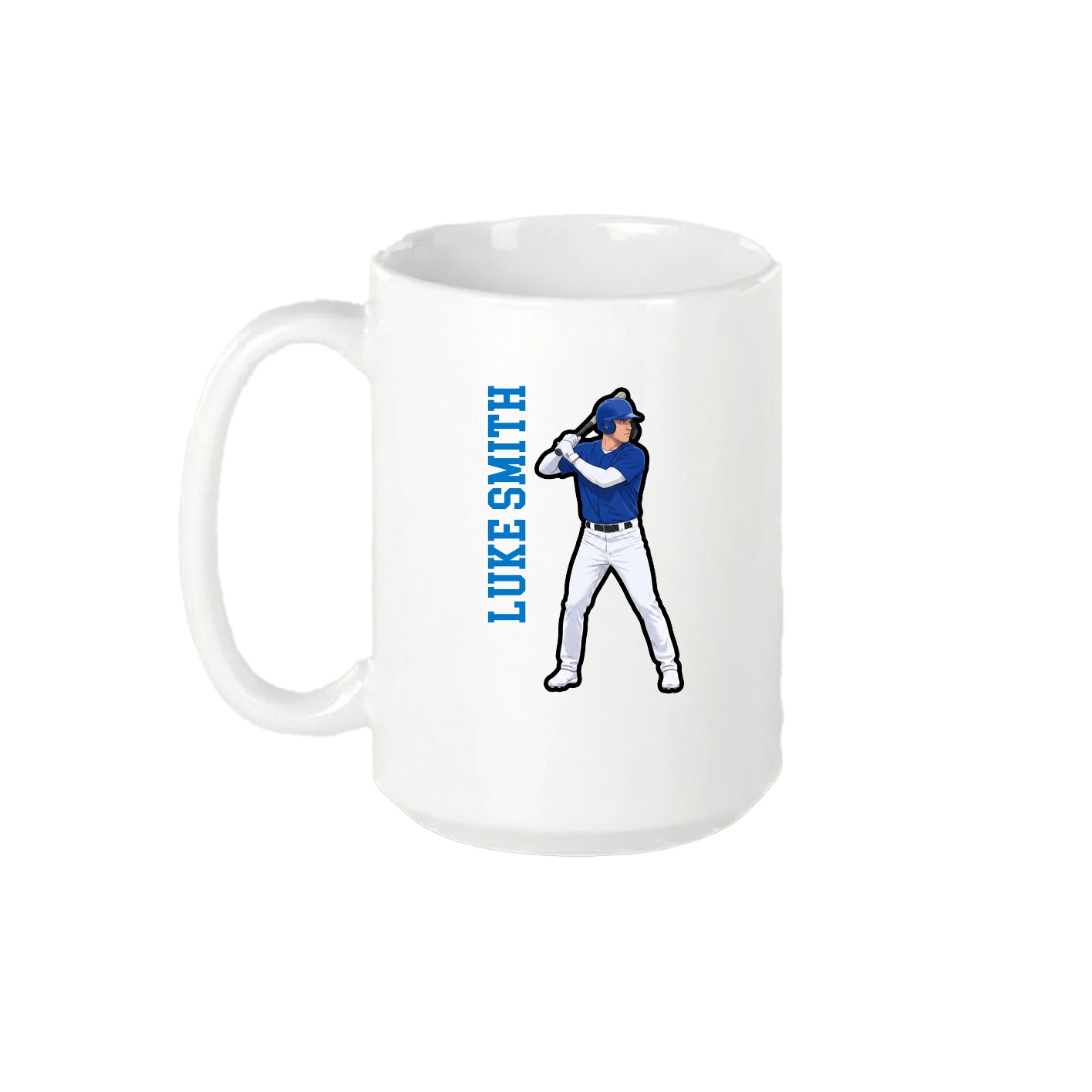 15oz Coffee Mug — Name Vertical in White