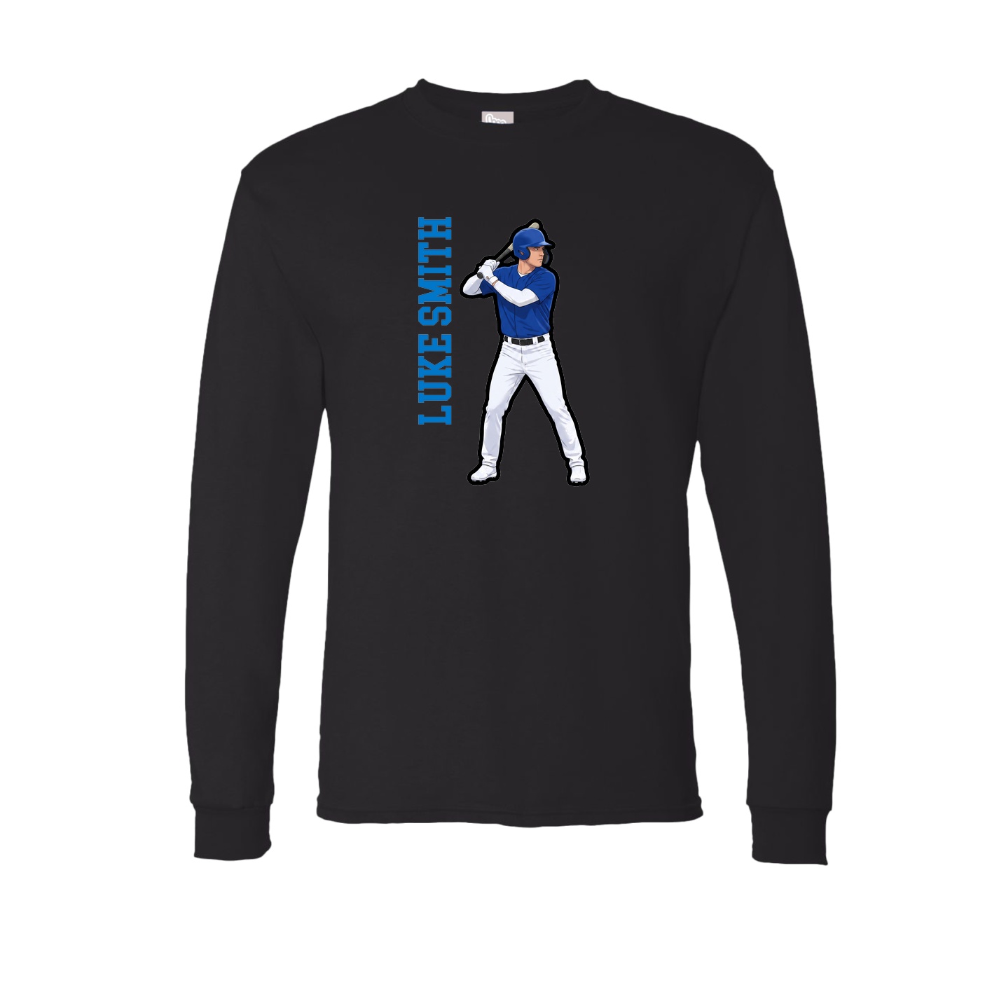Long Sleeve Tee — Name Vertical in Black