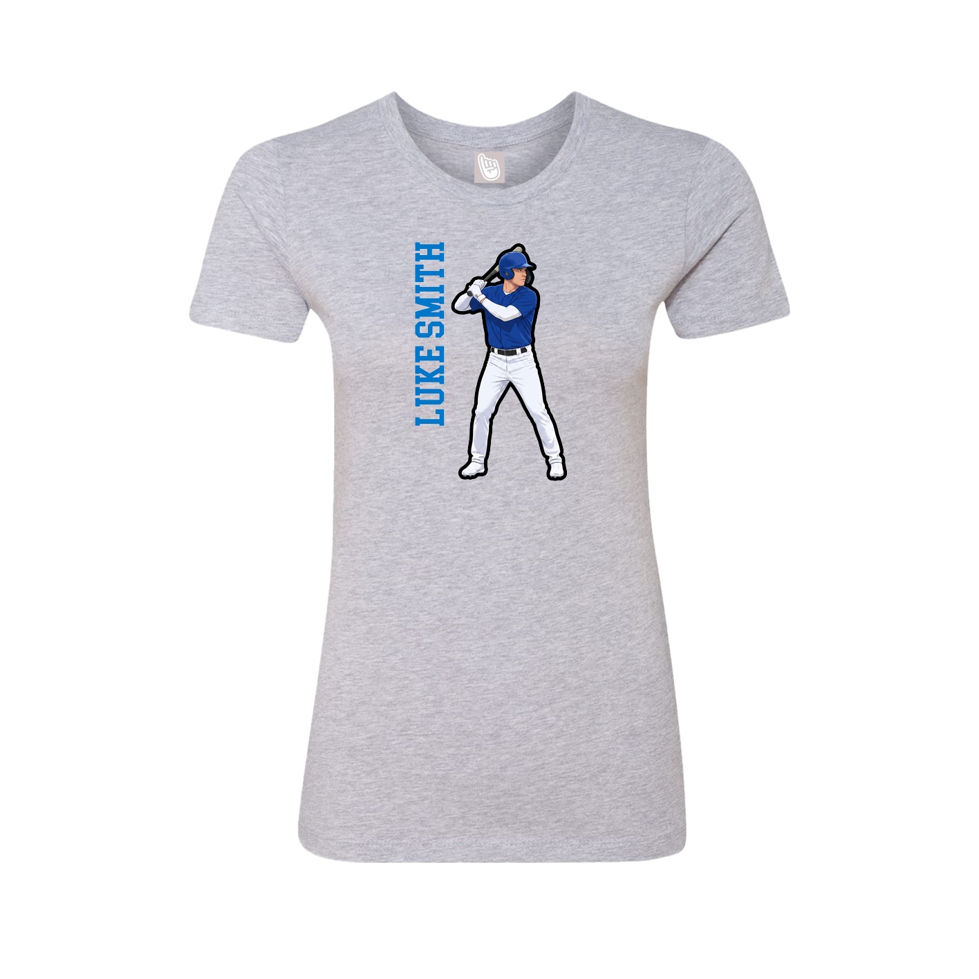 Fitted Women's Tee — Name Vertical in Grey