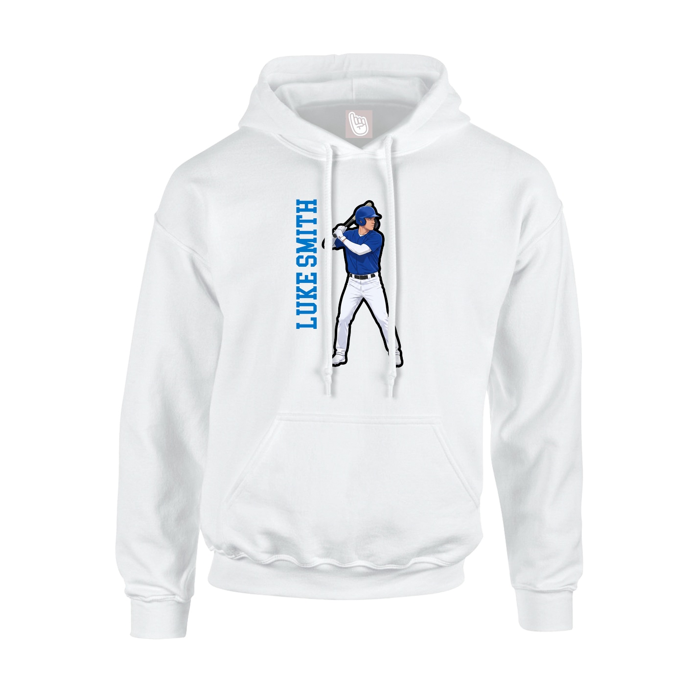 Youth Hoodie — Name Vertical in White
