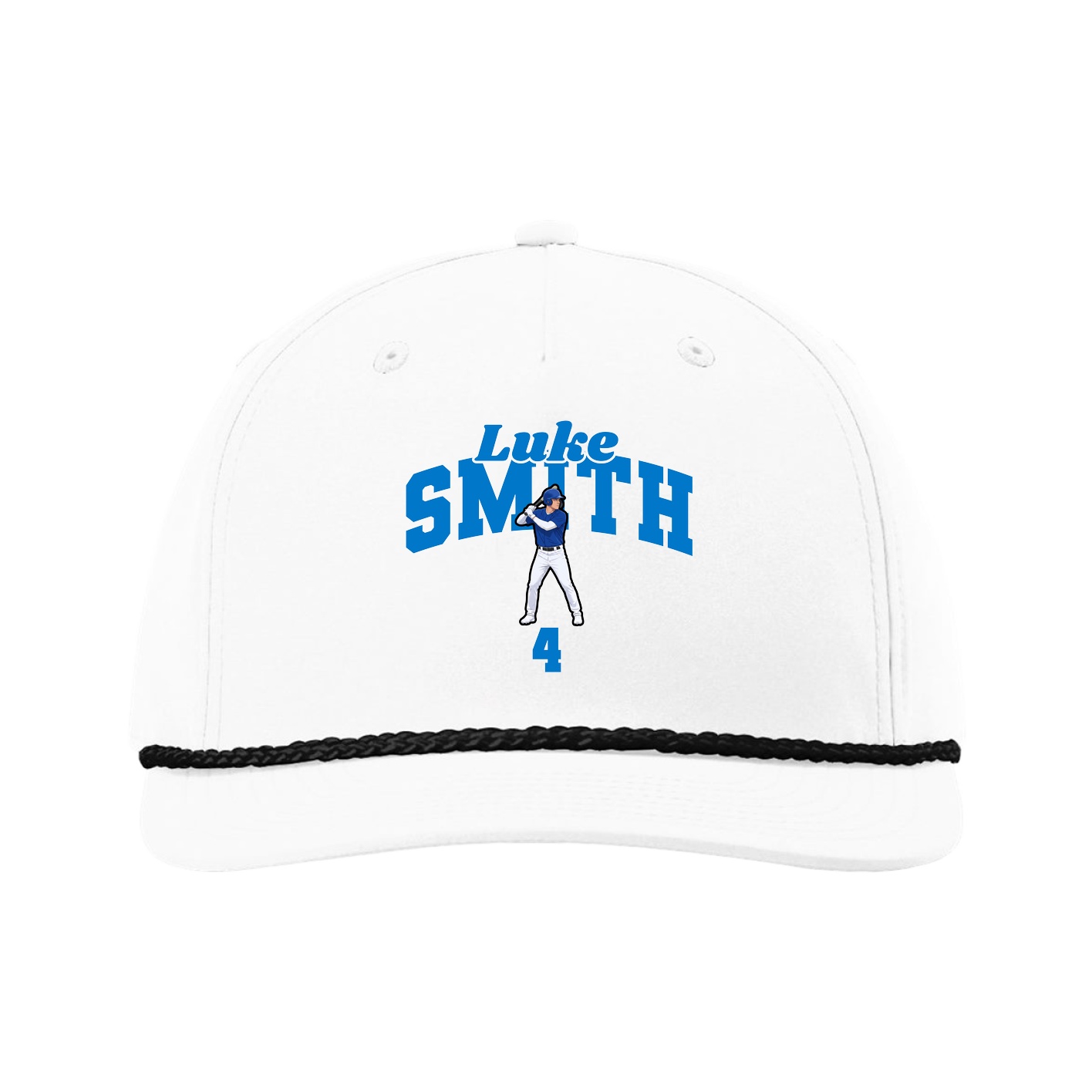 Five-Panel Classic Rope Cap — Signature Arch in White