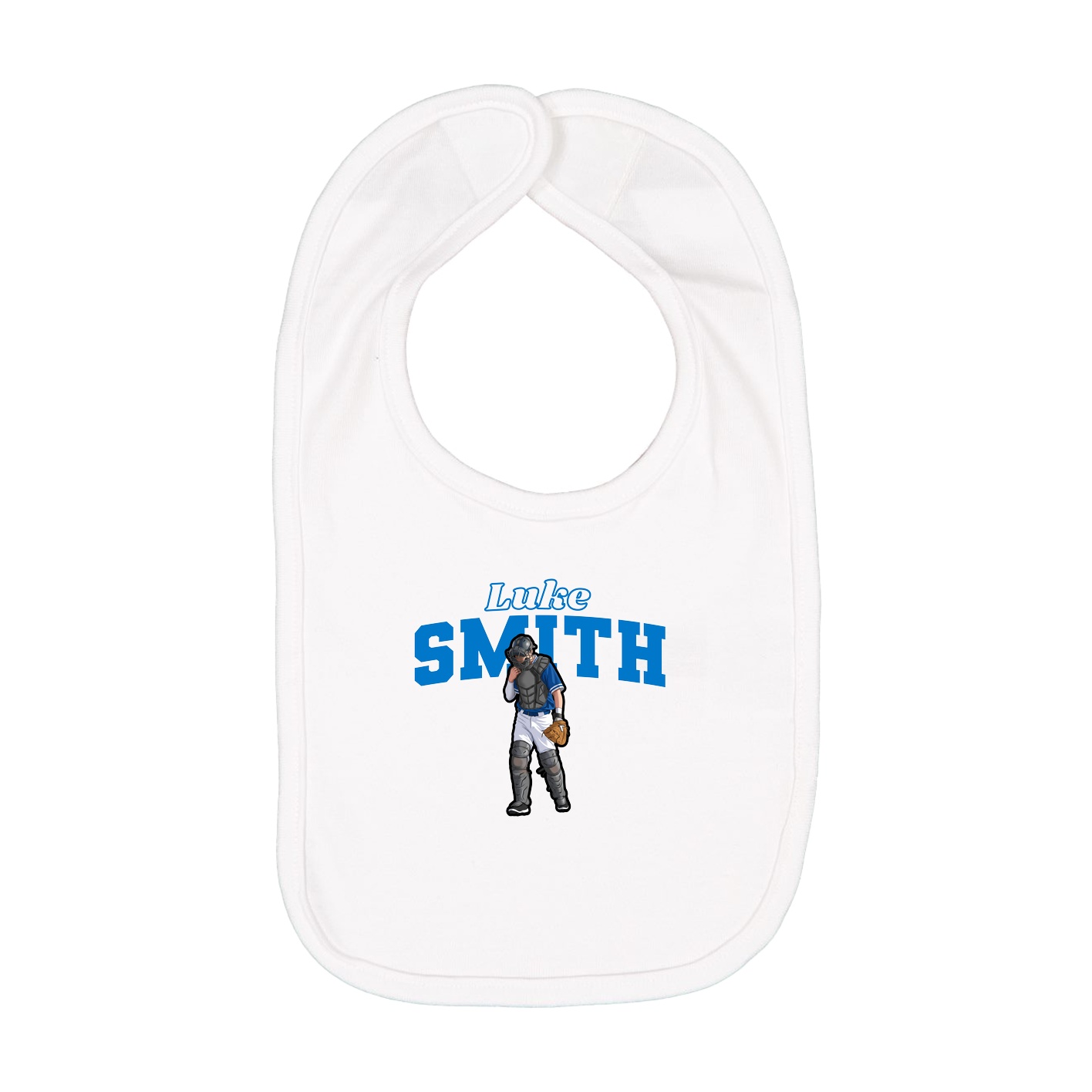 Infant Bib — Name Arch in White