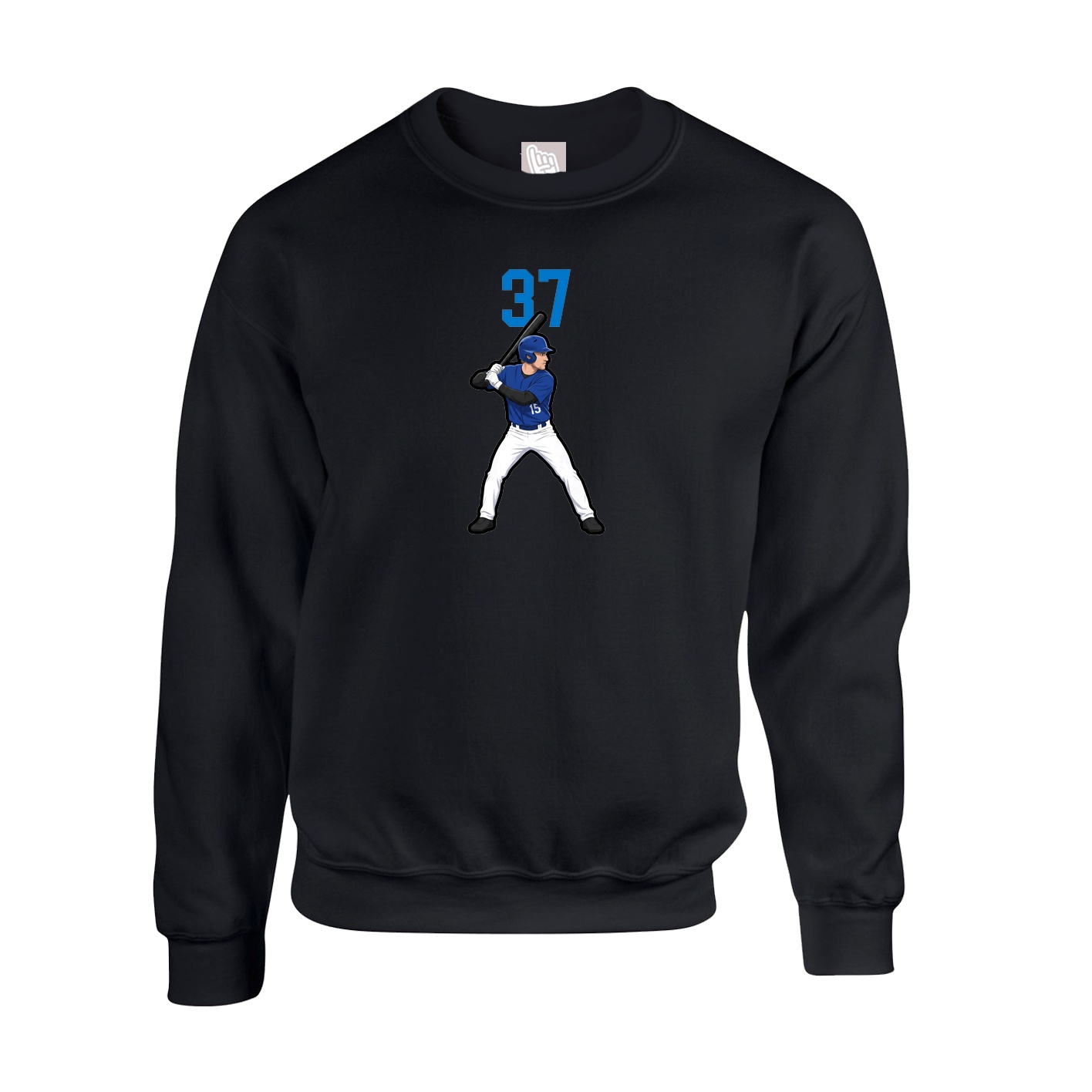 Fleece Crew — Number Top in Black