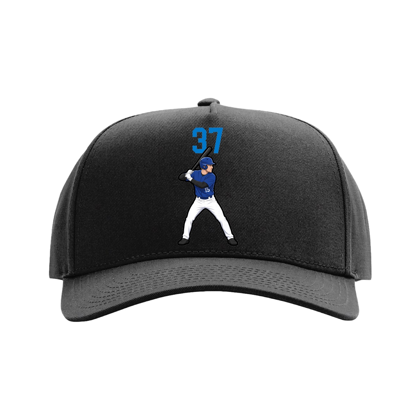 Full Fabric Five-Panel Champ Cap — Number Top in Black