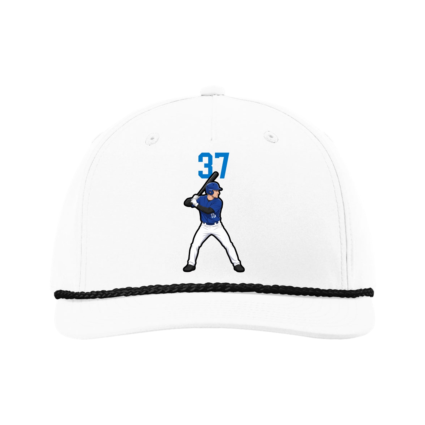 Five-Panel Classic Rope Cap — Number Top in White