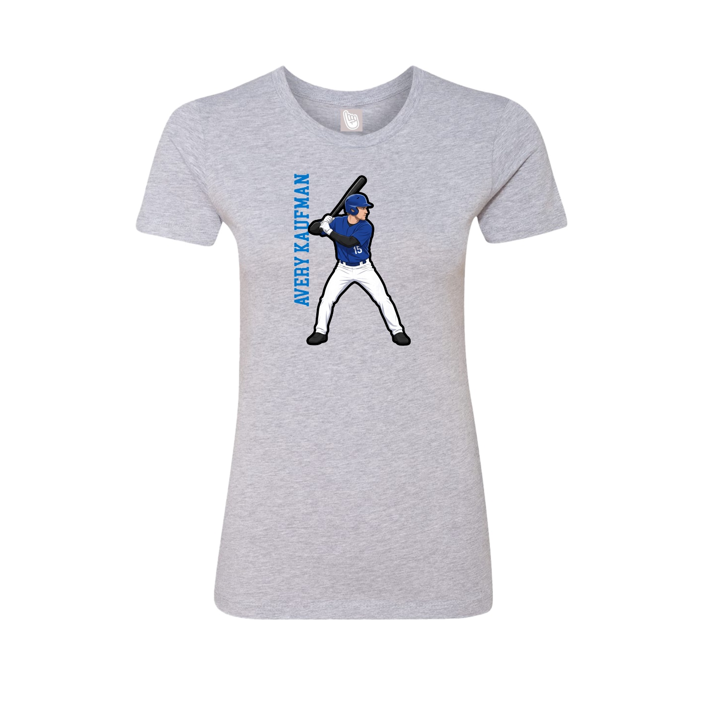 Fitted Women's Tee — Name Vertical in Grey