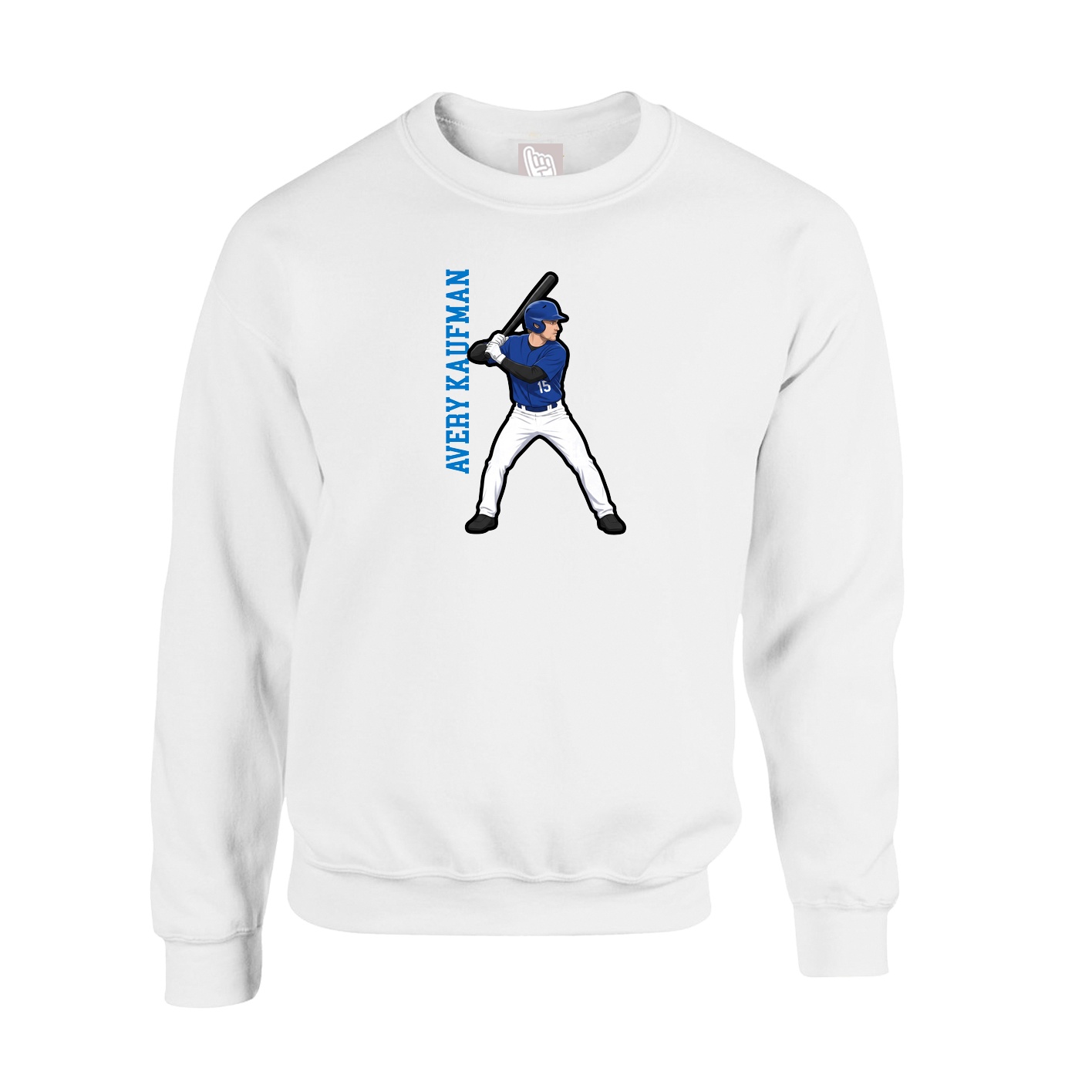 Fleece Crew — Name Vertical in White