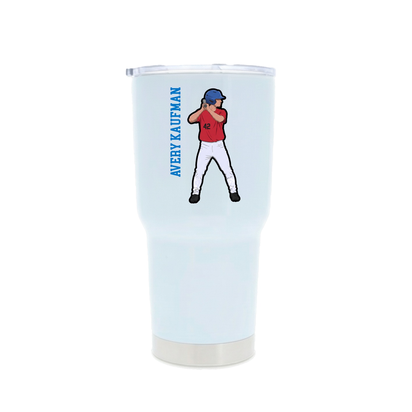 30oz Stainless Steel Tumbler — Name Vertical in White