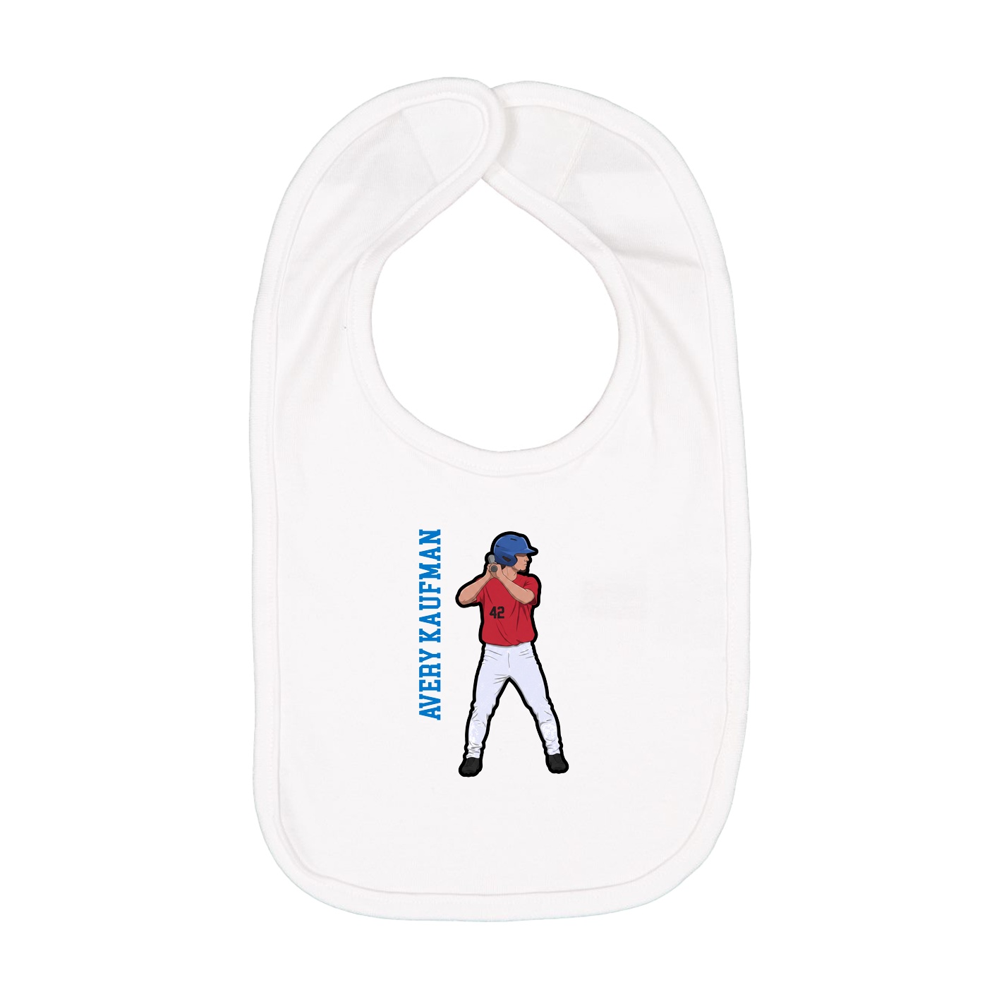 Infant Bib — Name Vertical in White