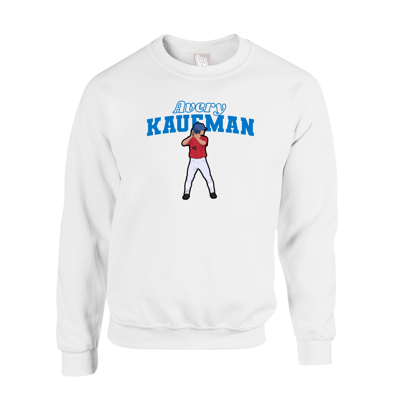 Fleece Crew — Name Arch in White