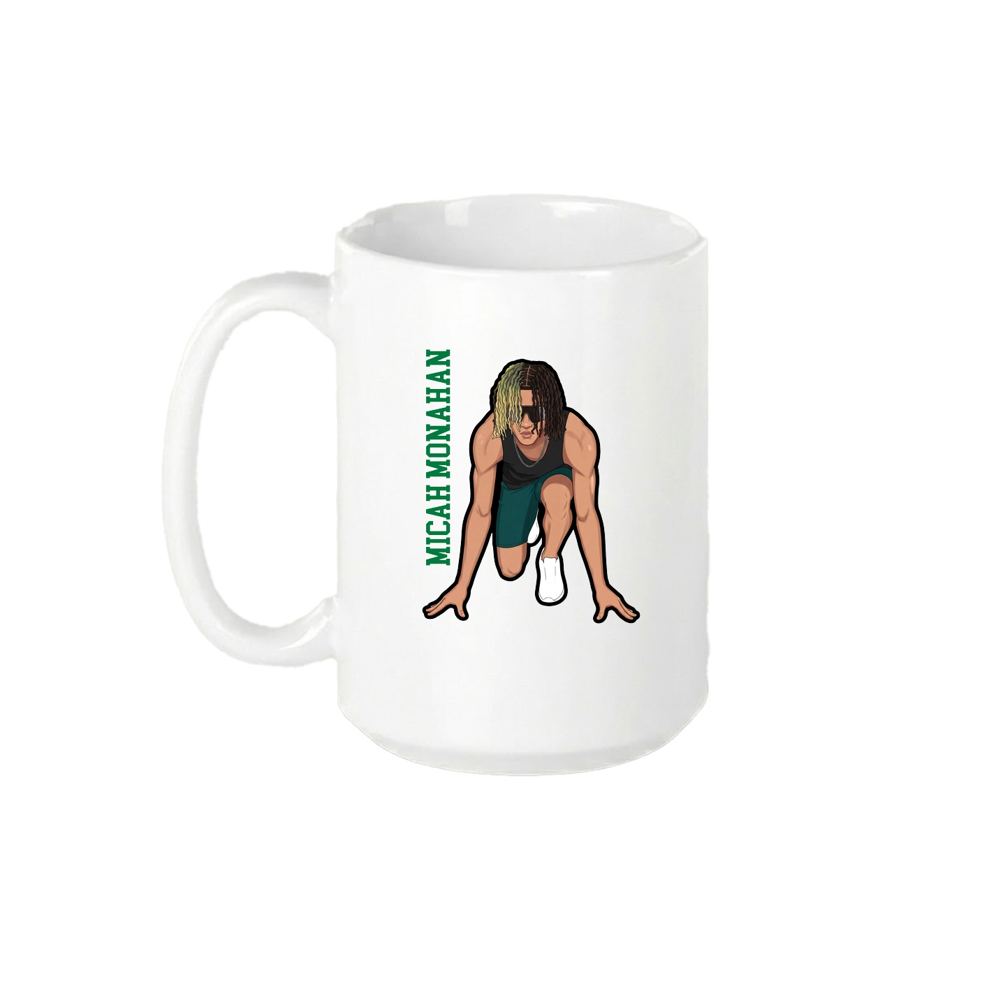 15oz Coffee Mug — Name Vertical in White