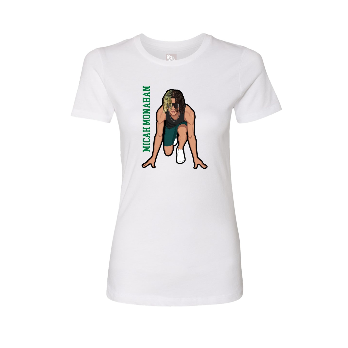 Fitted Women's Tee — Name Vertical in White