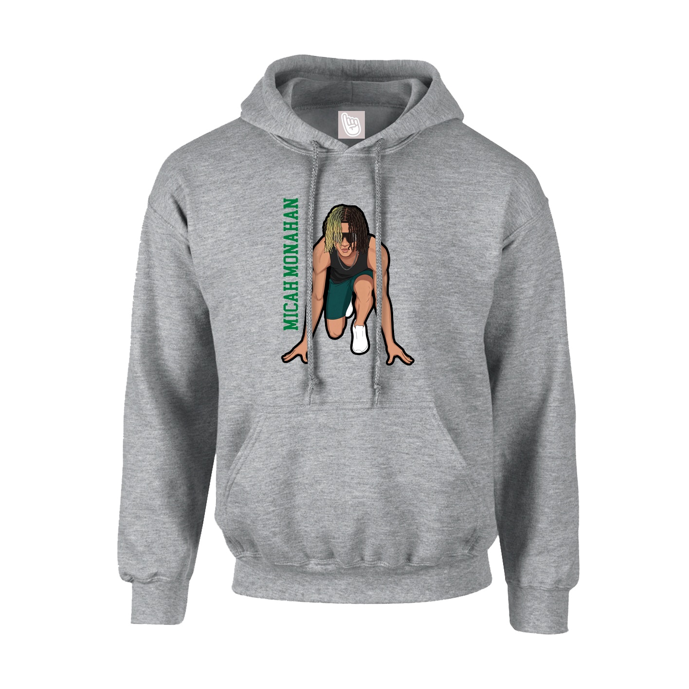Hoodie — Name Vertical in Grey
