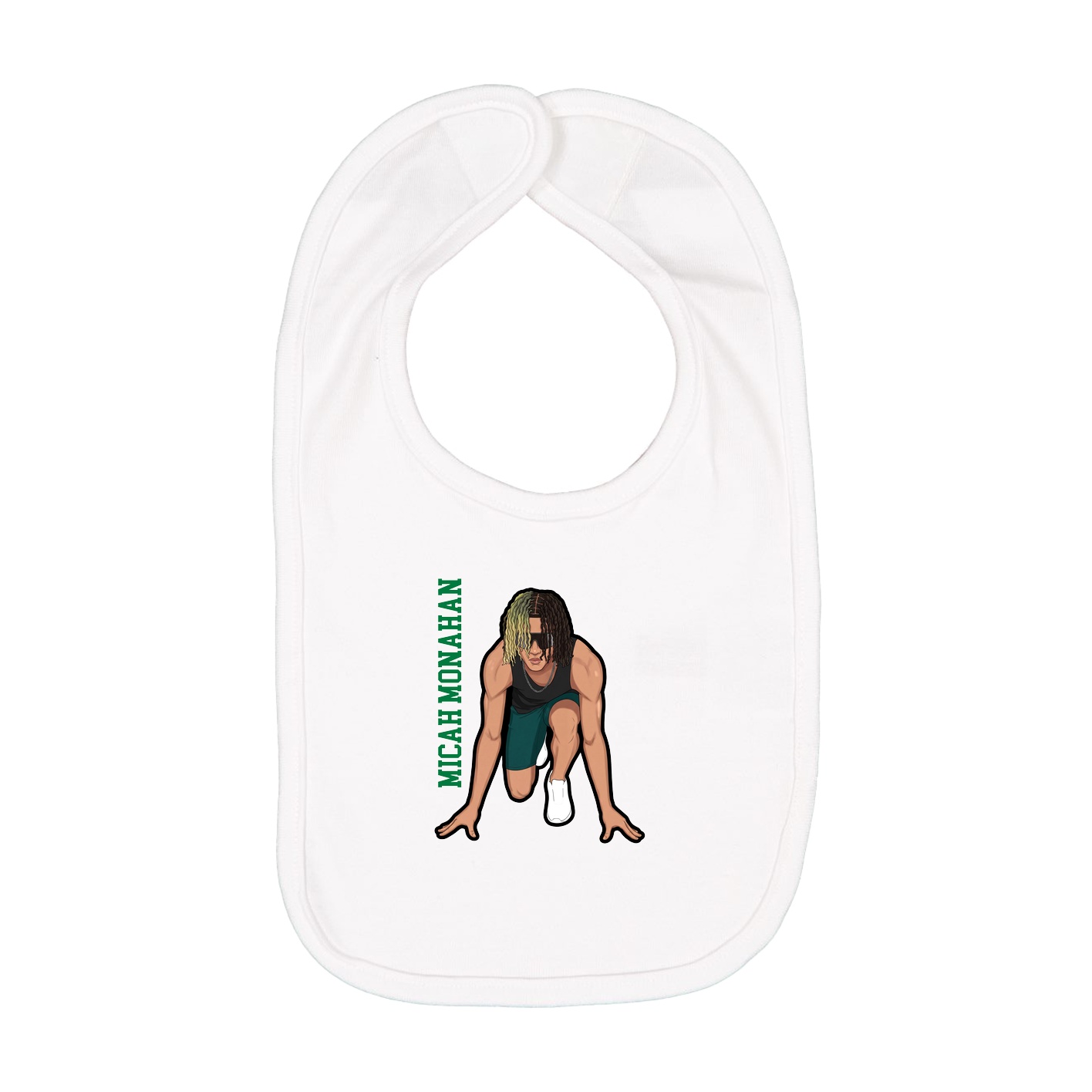Infant Bib — Name Vertical in White