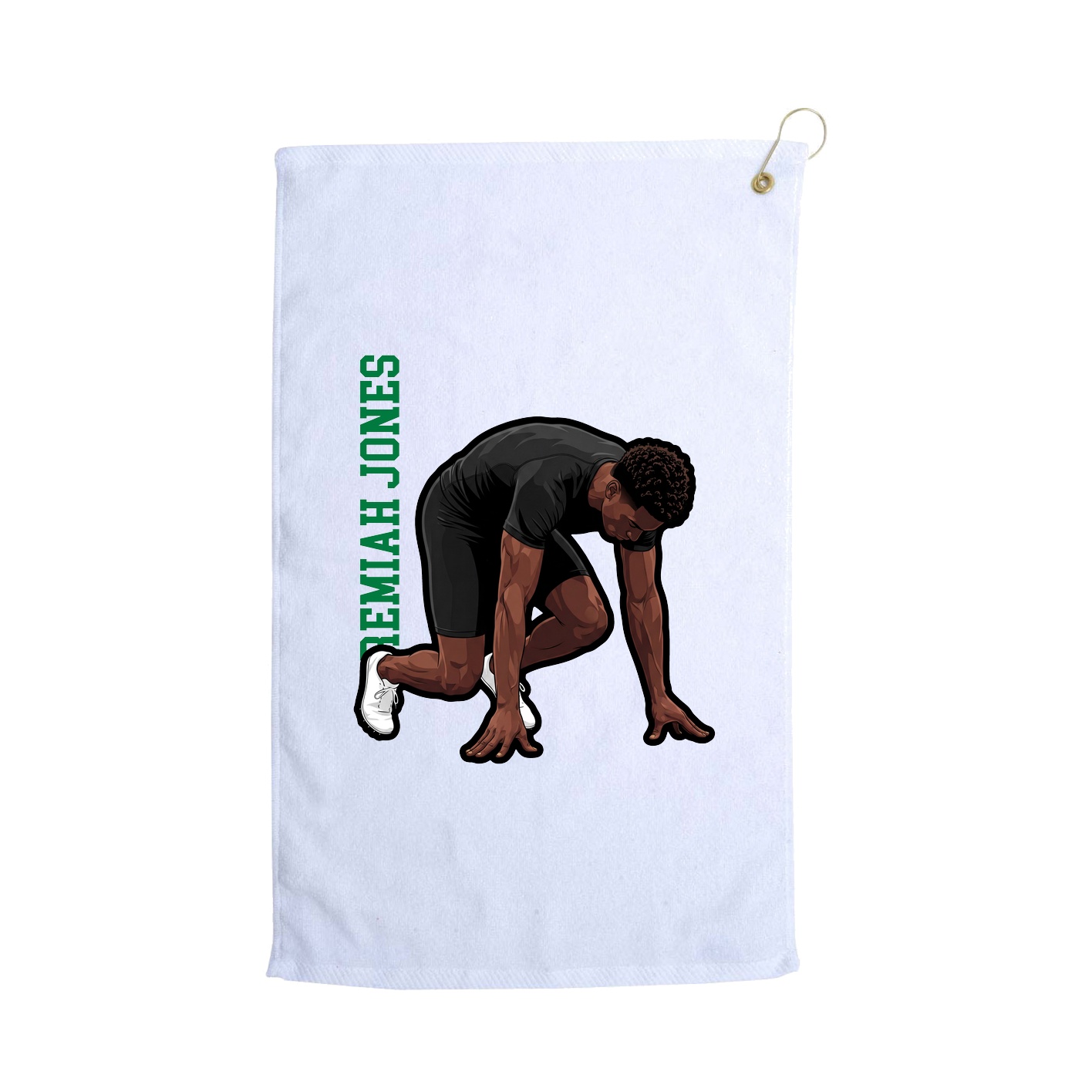 Golf Towel — Name Vertical in White
