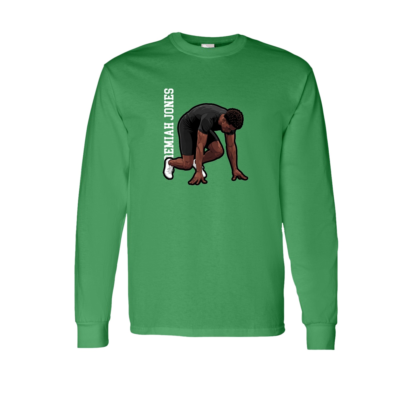 Long Sleeve Tee — Name Vertical in Green