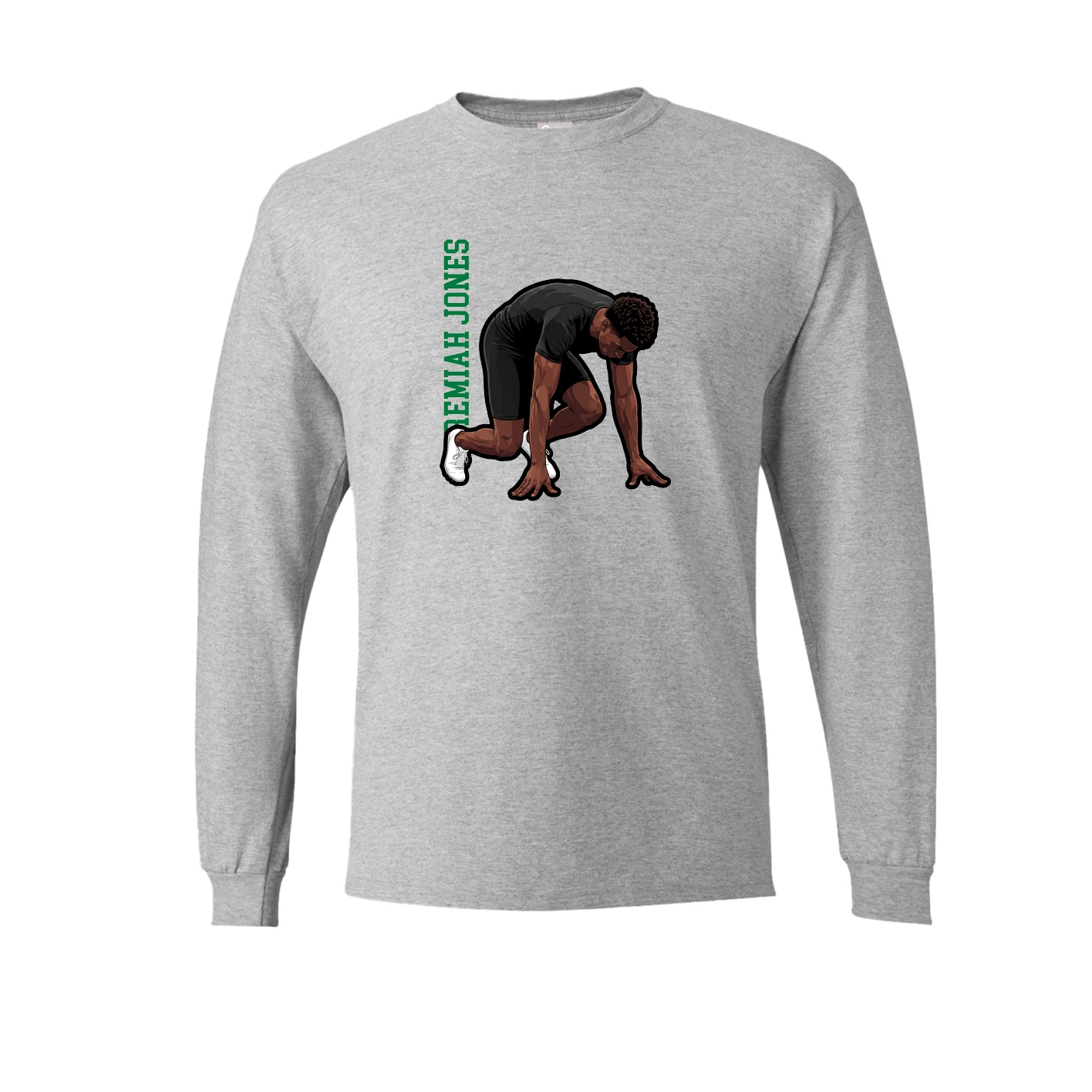 Long Sleeve Tee — Name Vertical in Grey
