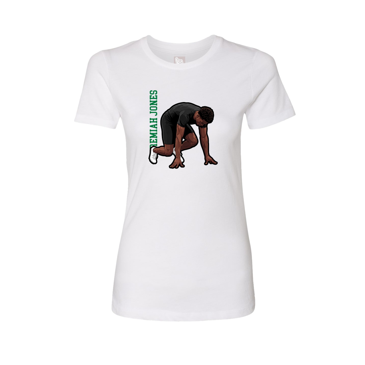 Womens Tee — Name Vertical in White