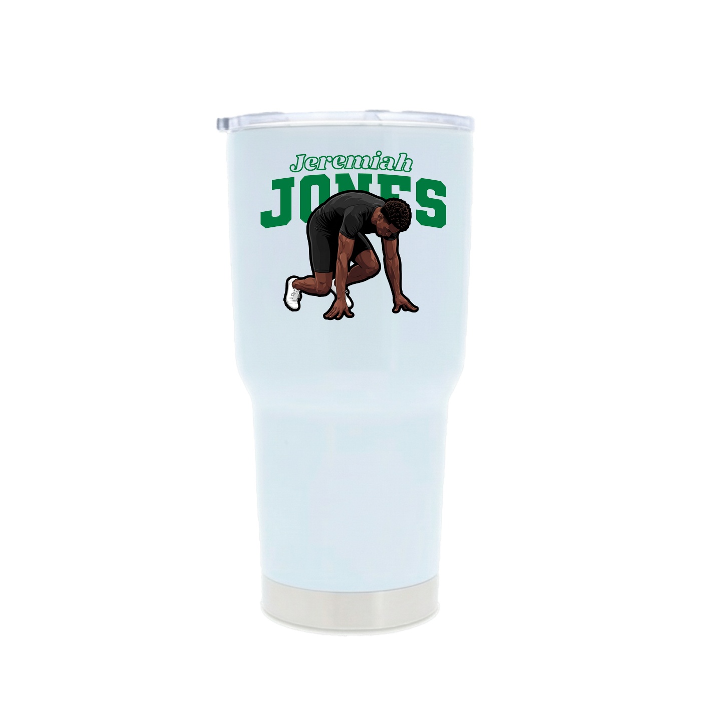 30oz Stainless Steel Tumbler — Name Arch in White