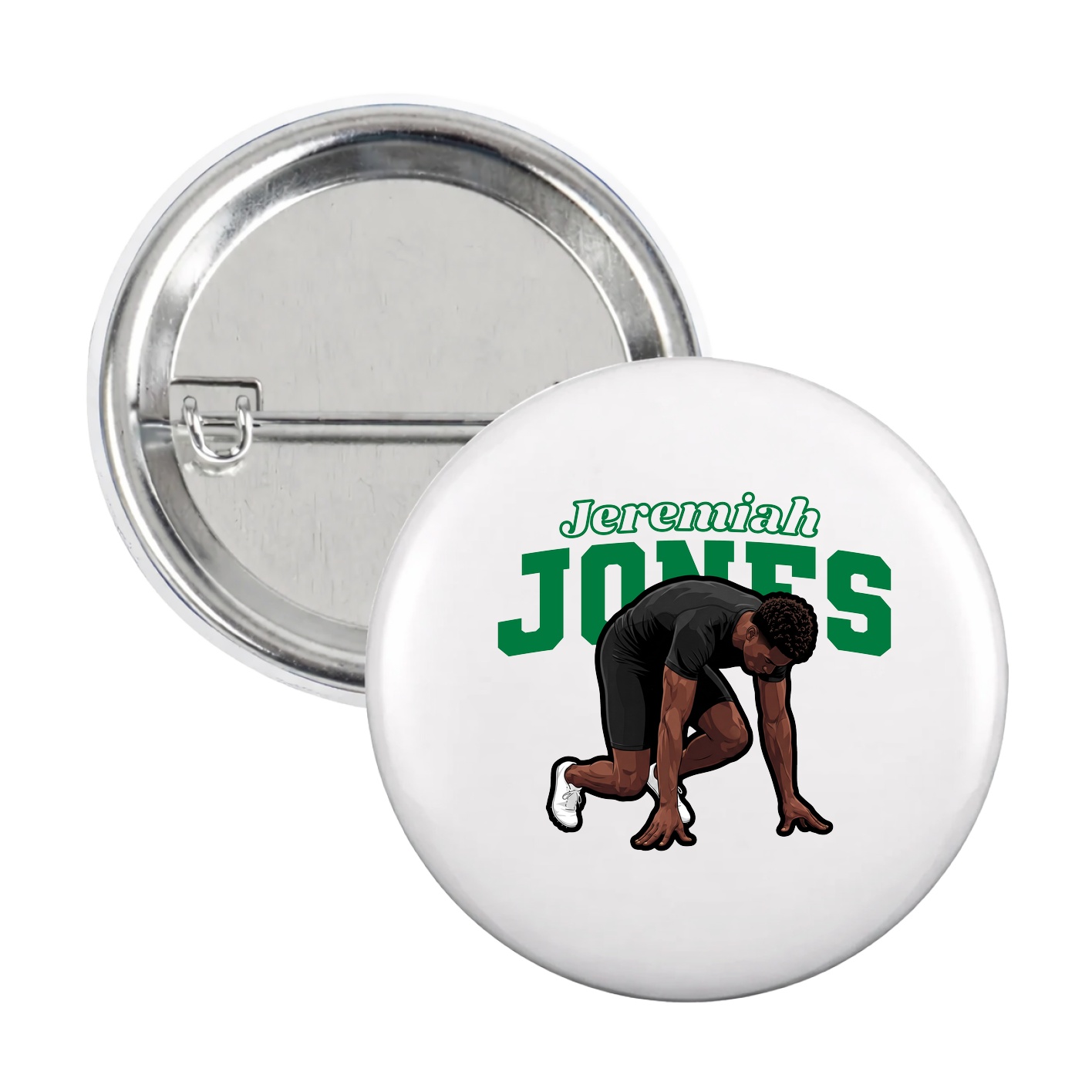 Game Day Button — Name Arch in White