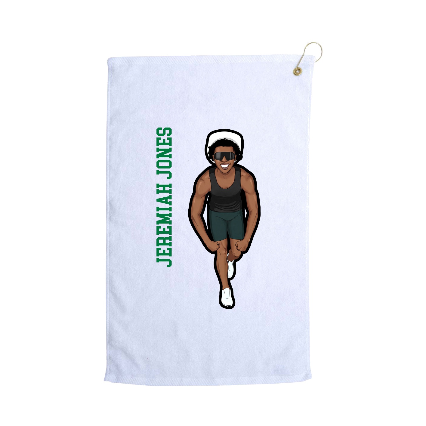 Golf Towel — Name Vertical in White