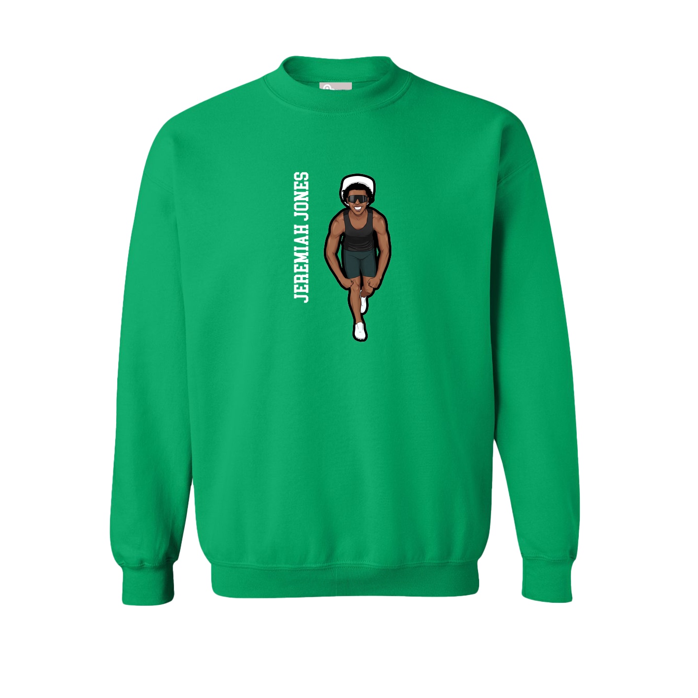 Fleece Crew — Name Vertical in Green