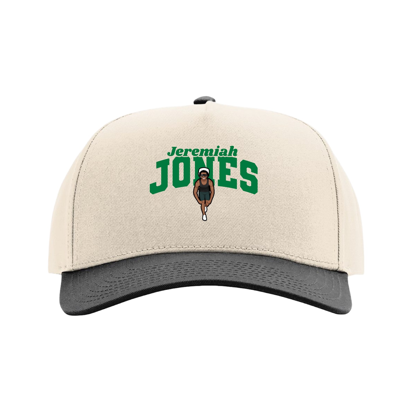 Full Fabric Five-Panel Champ Cap — Signature Arch in Cream/Black