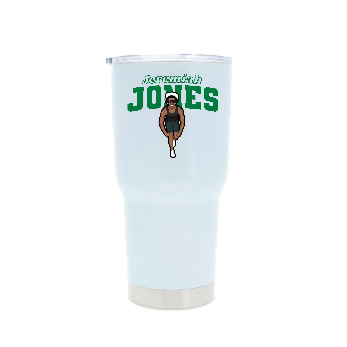 30oz Stainless Steel Tumbler — Name Arch in White