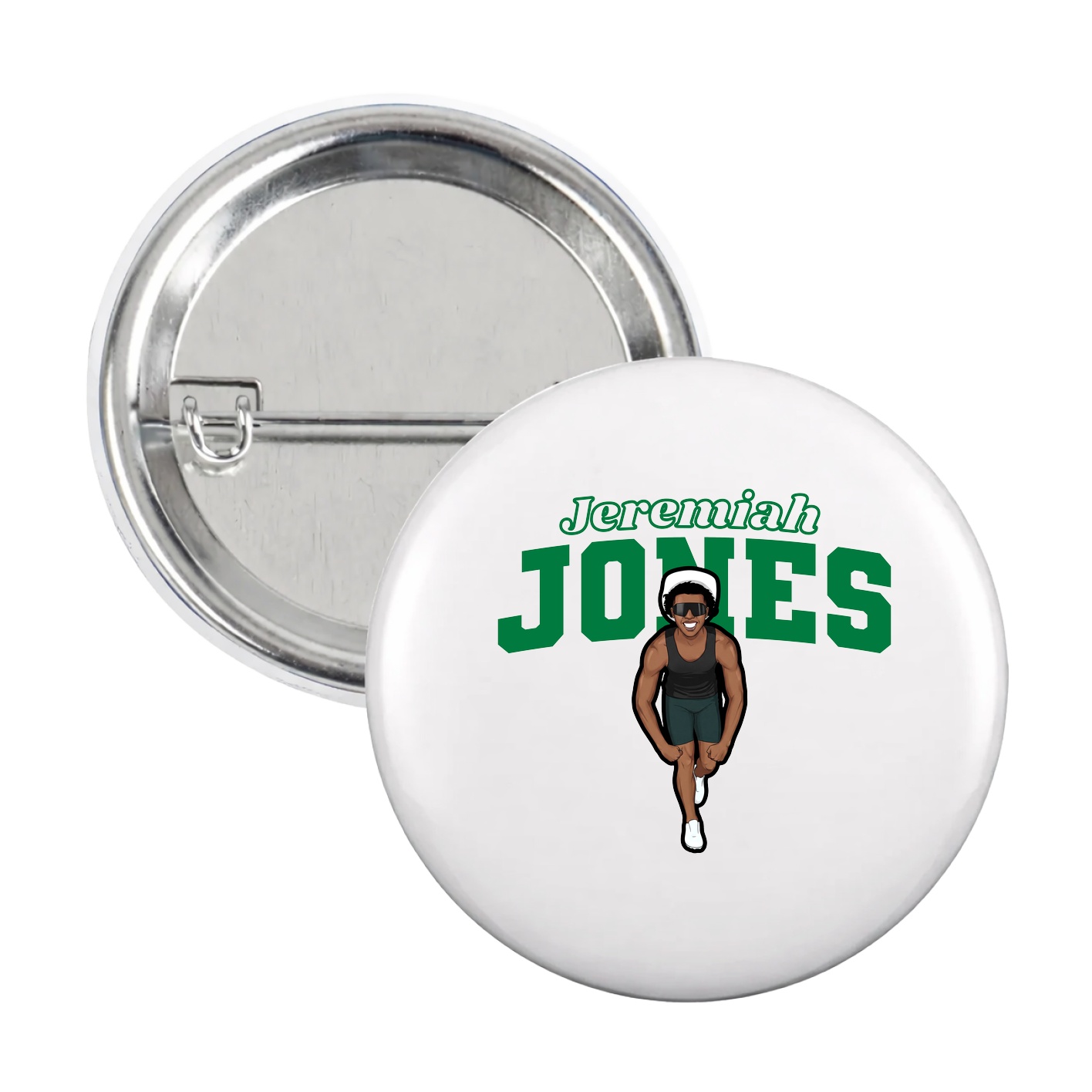 Game Day Button — Name Arch in White