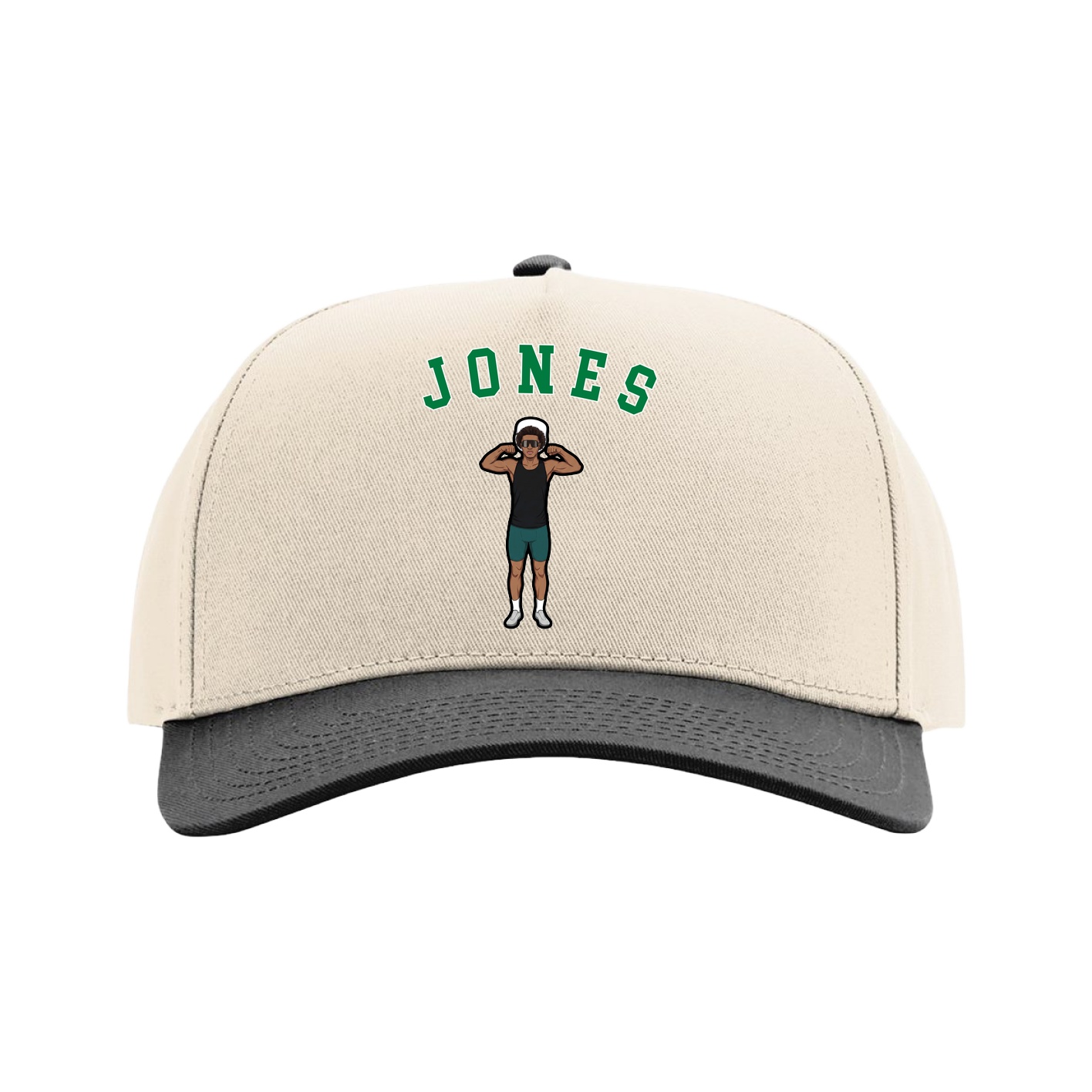Full Fabric Five-Panel Champ Cap — Shirsey Arch in Cream/Black