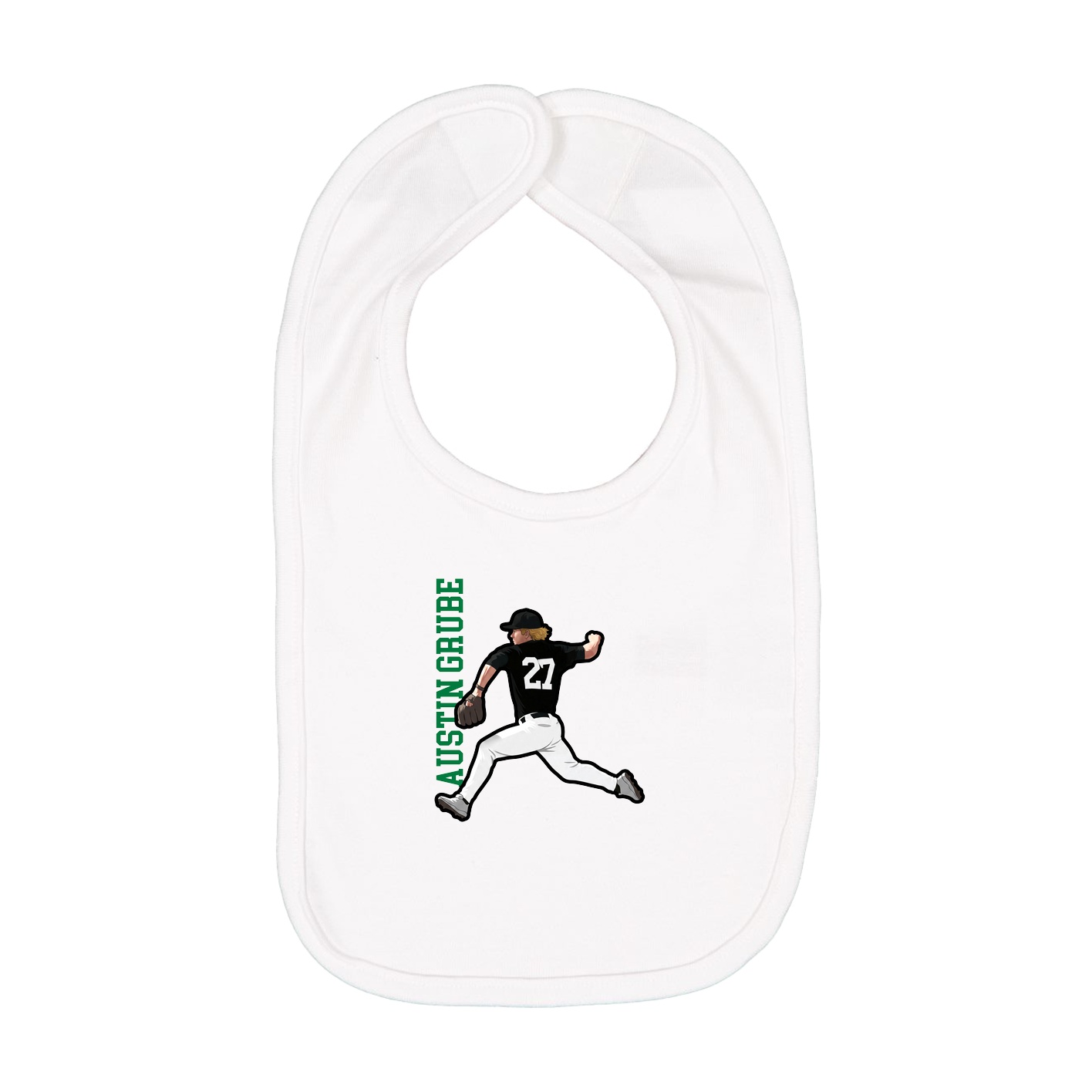 Infant Bib — Name Vertical in White