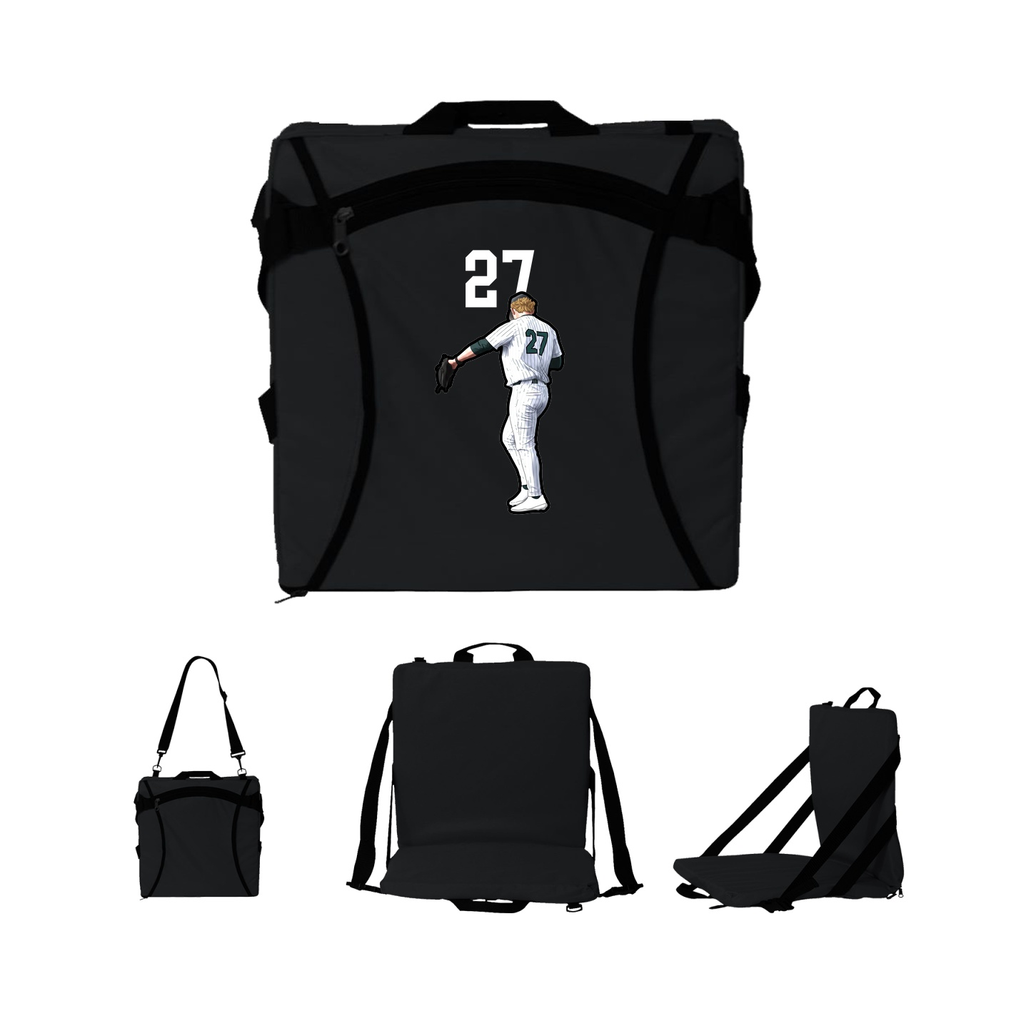 Folding Stadium Seat — Number Top in Black