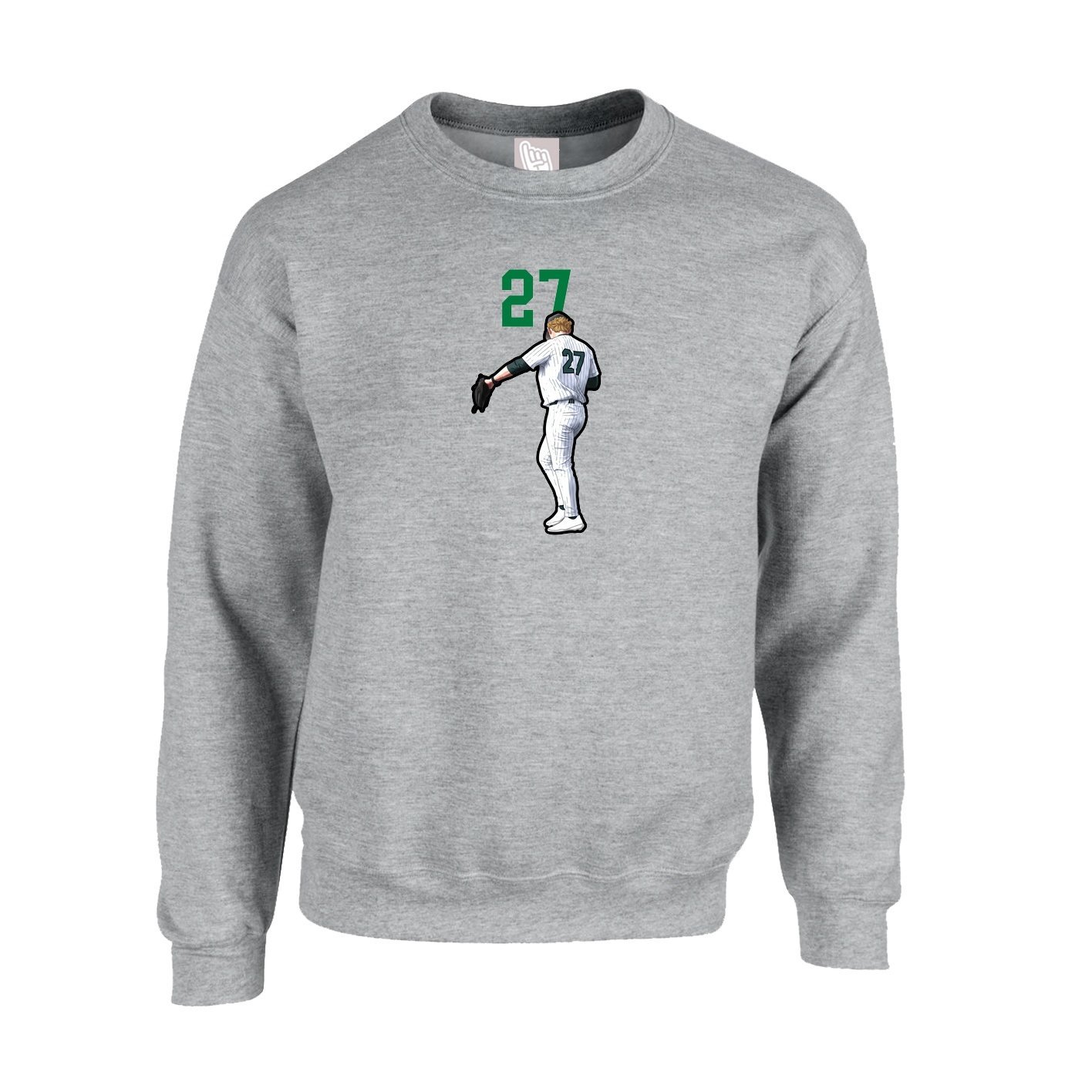 Fleece Crew — Number Top in Grey