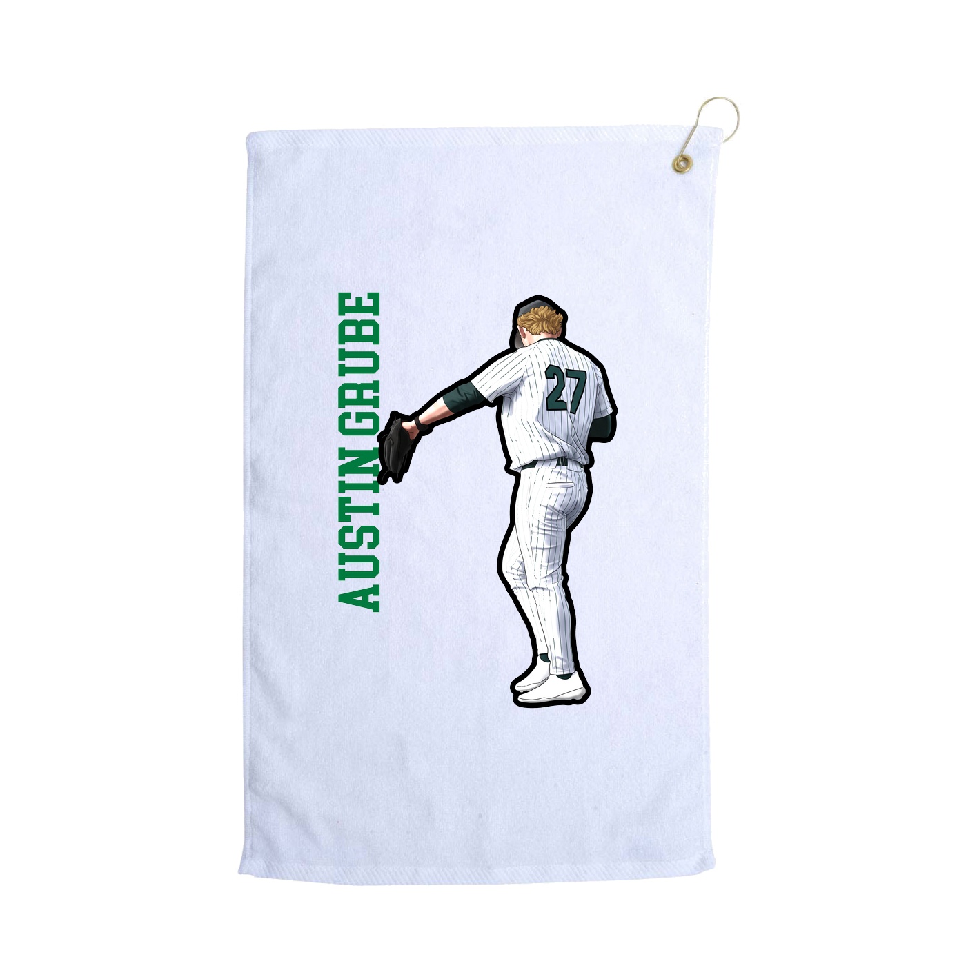 Golf Towel — Name Vertical in White