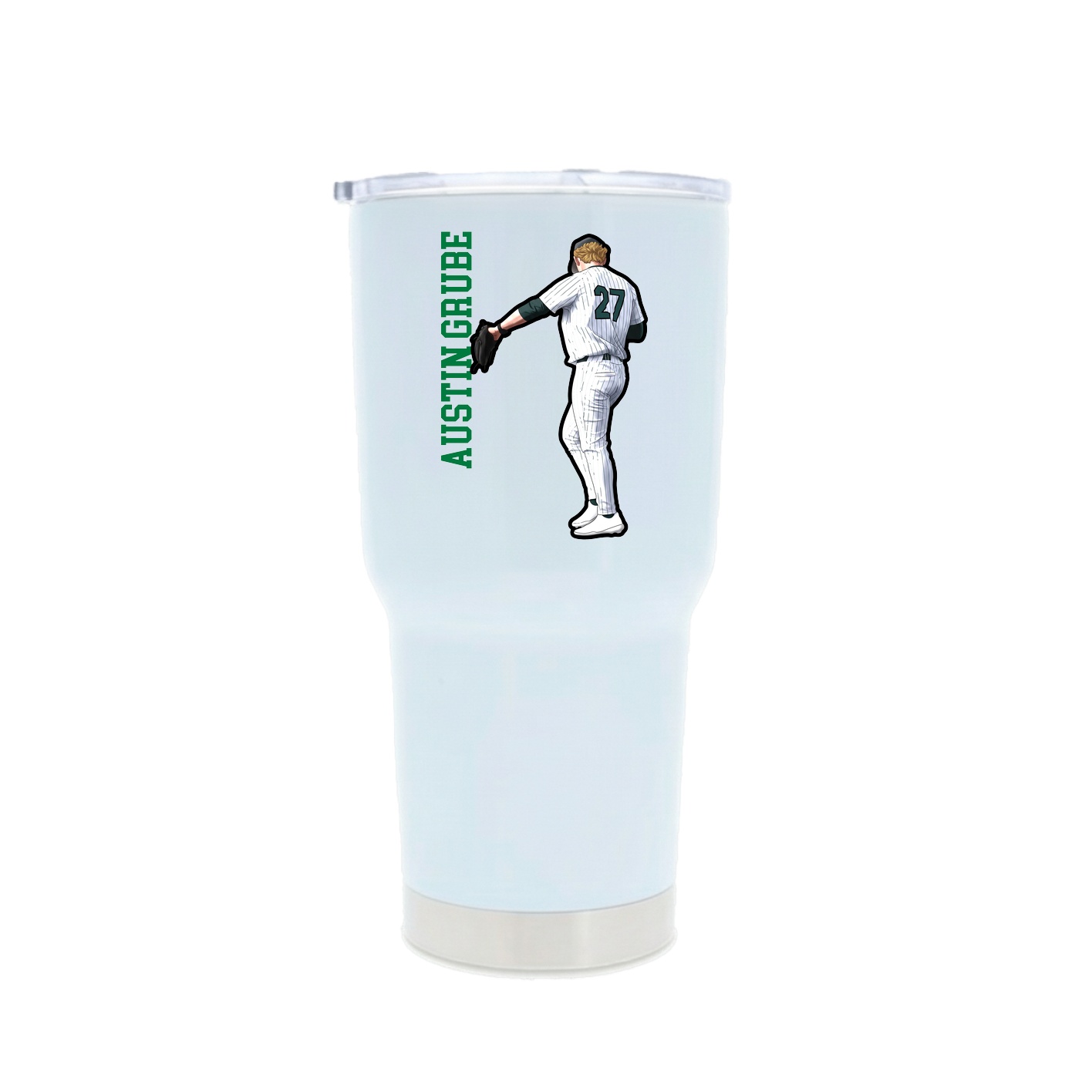 30oz Stainless Steel Tumbler — Name Vertical in White