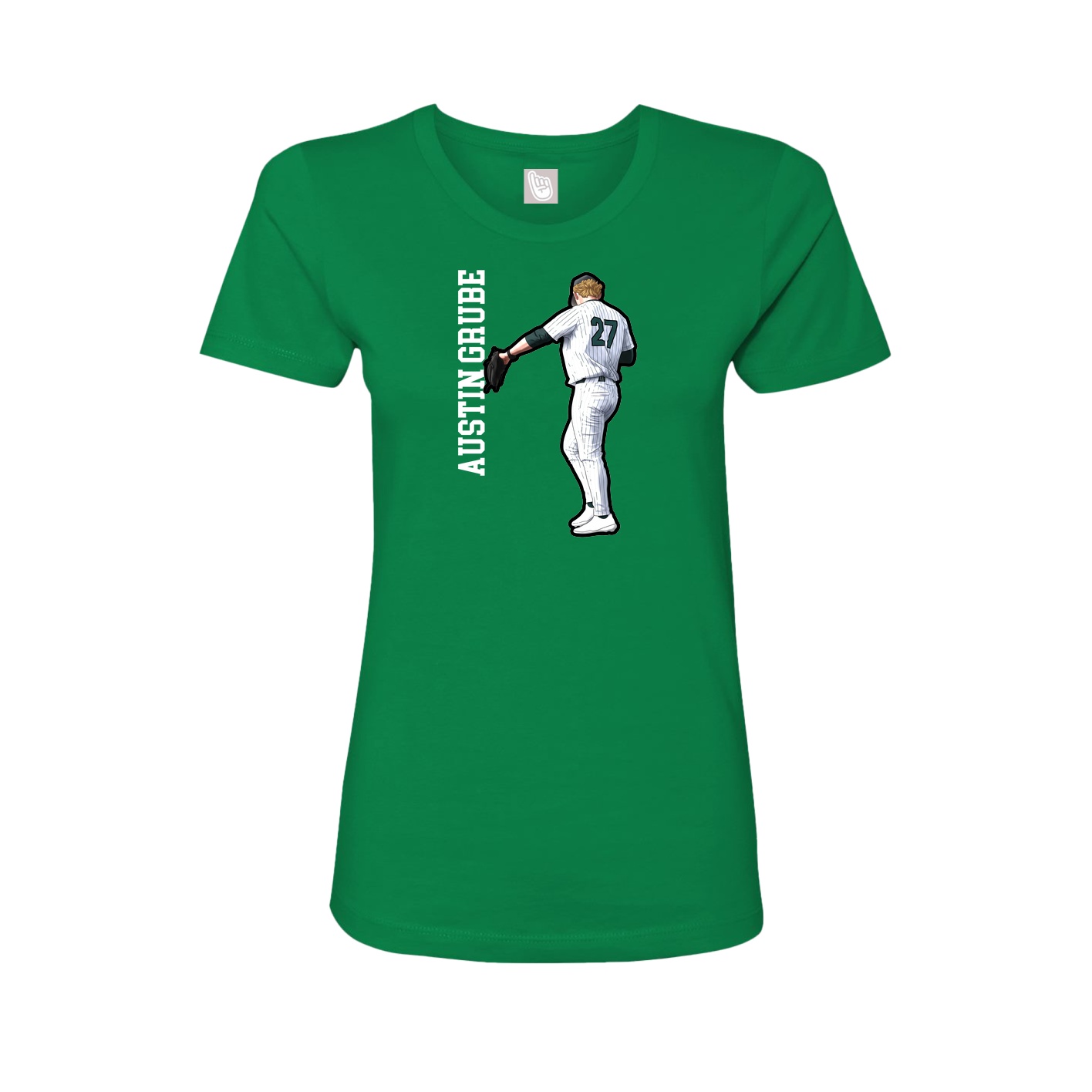 Fitted Women's Tee — Name Vertical in Green