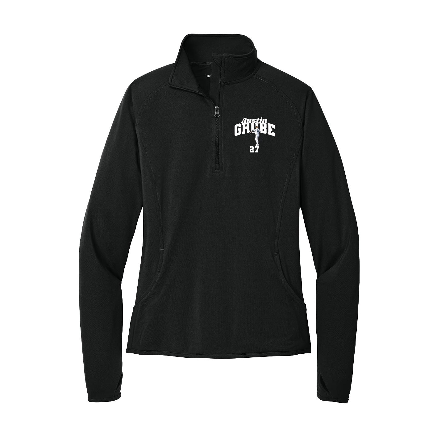 Women's Q-Zip Pullover — Signature Arch in Black