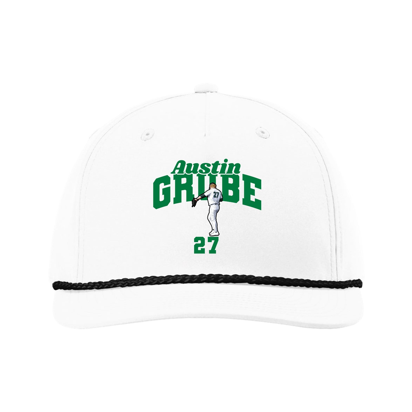 Five-Panel Classic Rope Cap — Signature Arch in White
